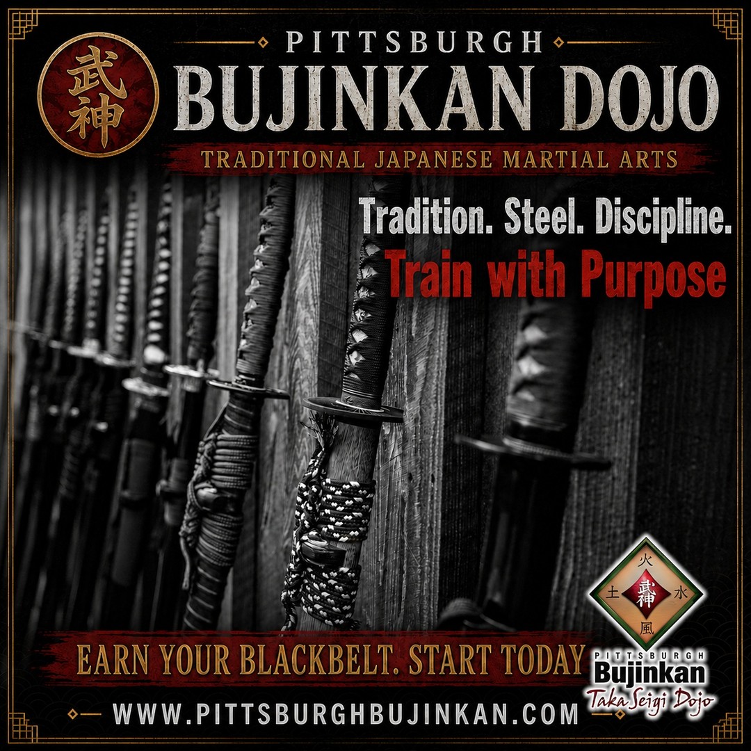 Pittsburgh Bujinkan Dojo Facebook ad: Ancient Arts Modern Times, Ancient Samurai Martial Arts…