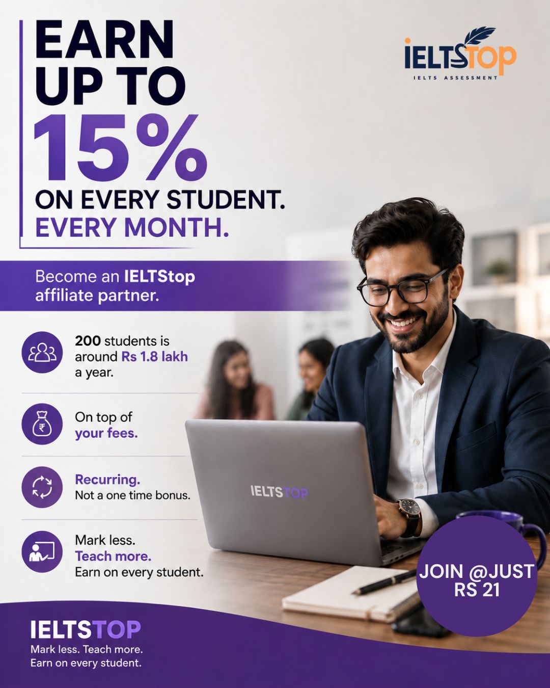 Ieltstop Facebook ad: AI-Powered IELTS Assessment for Trainers