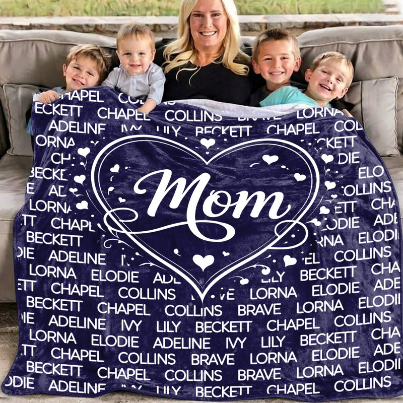 Momvel Store Facebook ad: Personalized MOM With Names Blanket Gift For Mom T18