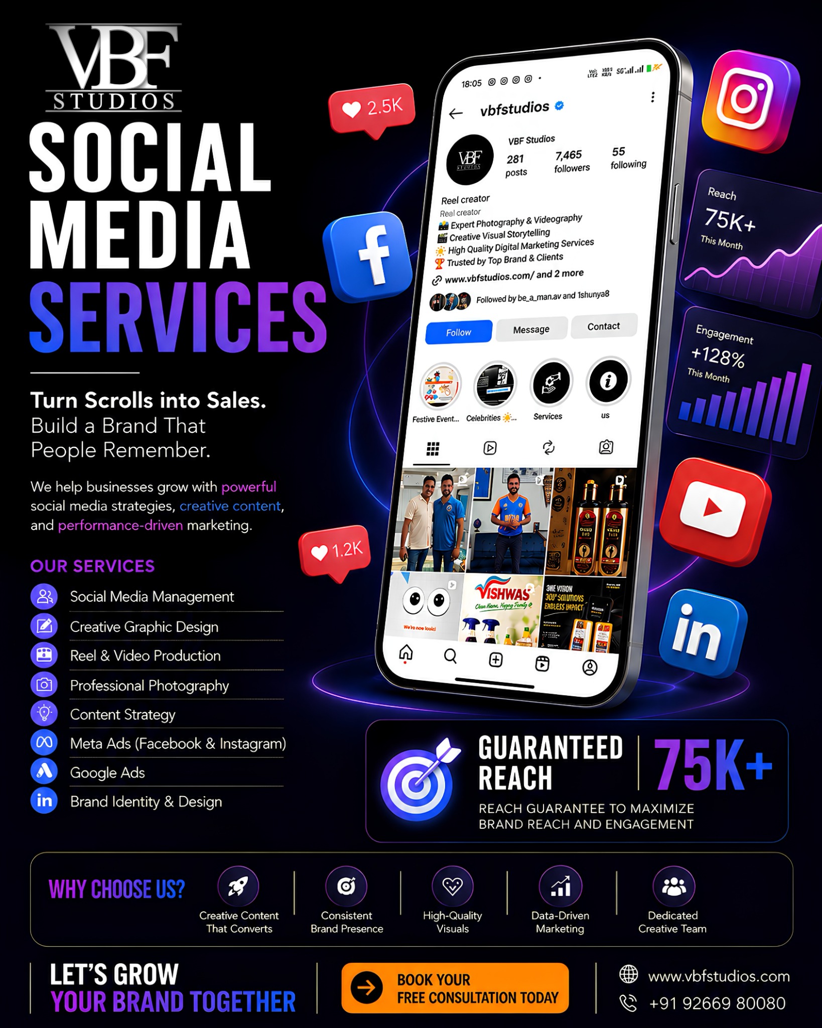 VBF Studios Facebook ad: Grow Your Business with Result-Driven Social Media Marketing