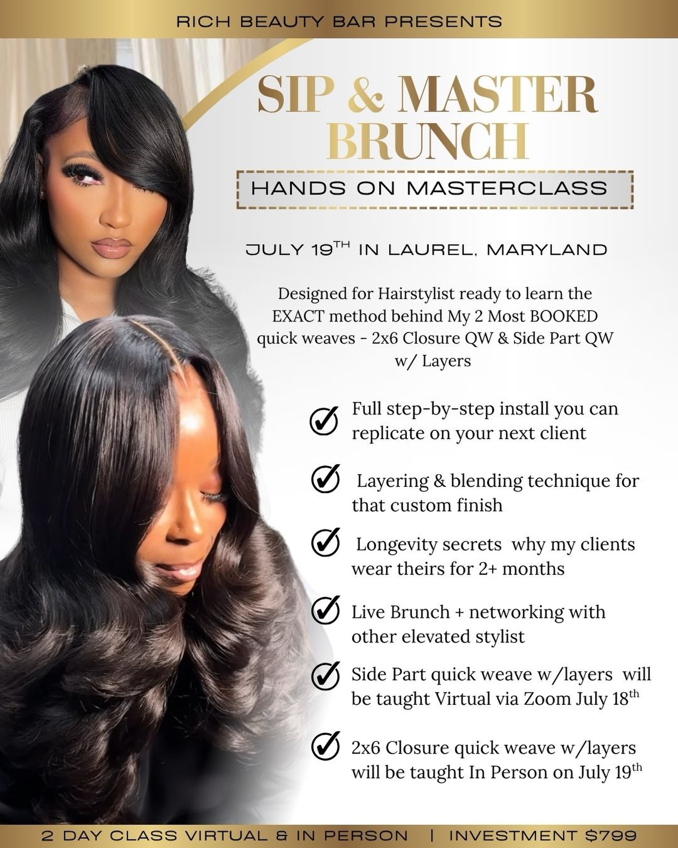 __richbeautybar Facebook ad: July Sip & Master Brunch is now open…