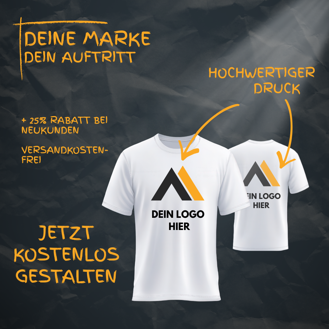 lukogym Facebook ad: Dein Logo auf Shirts, ab 15 Stück