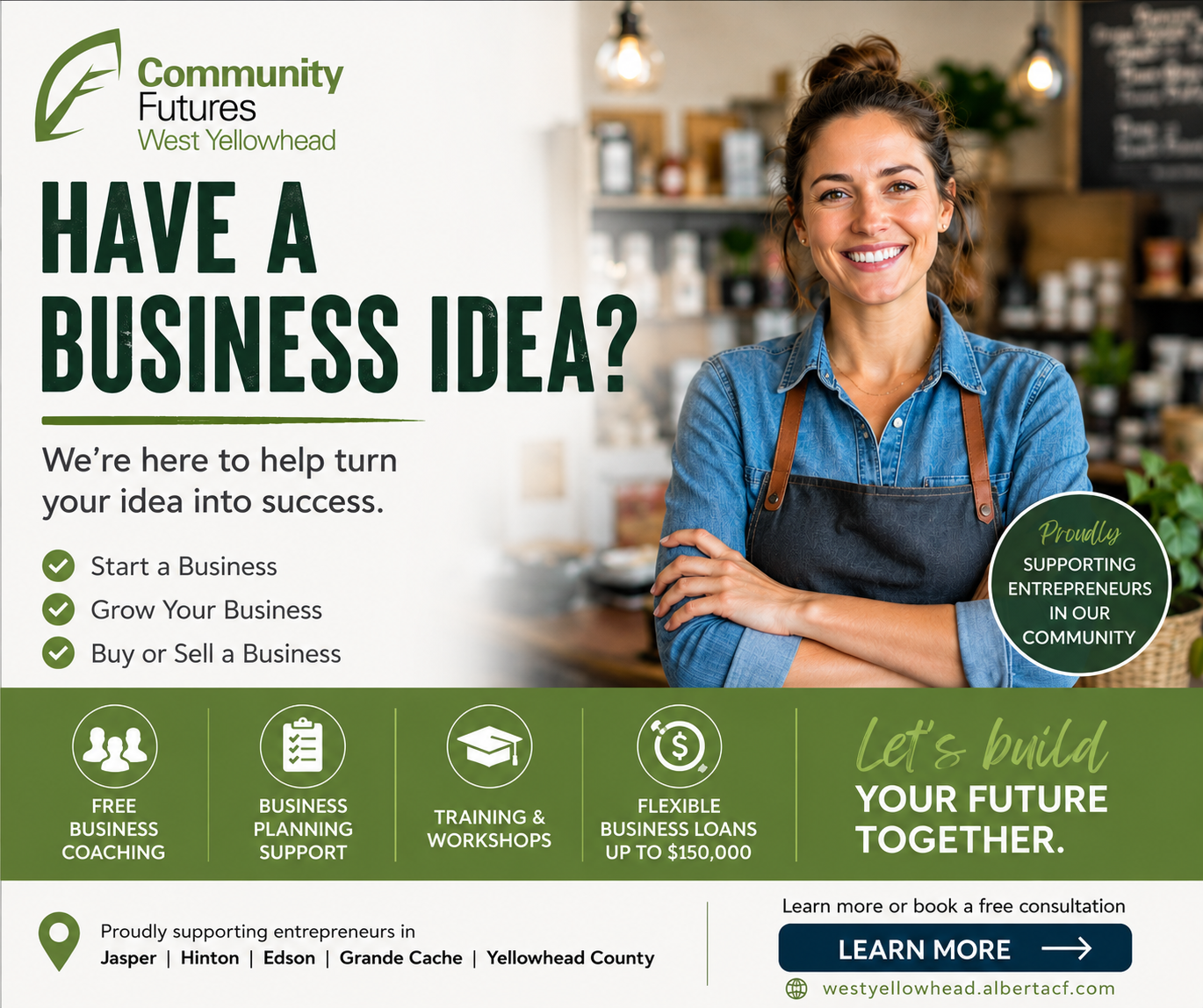 Community Futures West Yellowhead Facebook ad: Big Ideas Start Here