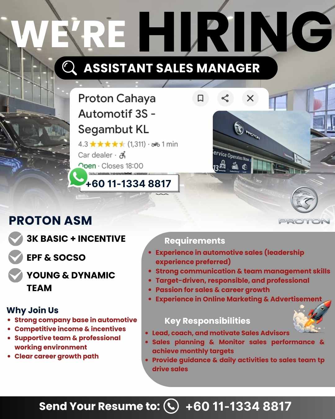 Proton Cahaya Automotif 3S - Segambut KL Facebook ad: Join Our Growing Team at Proton