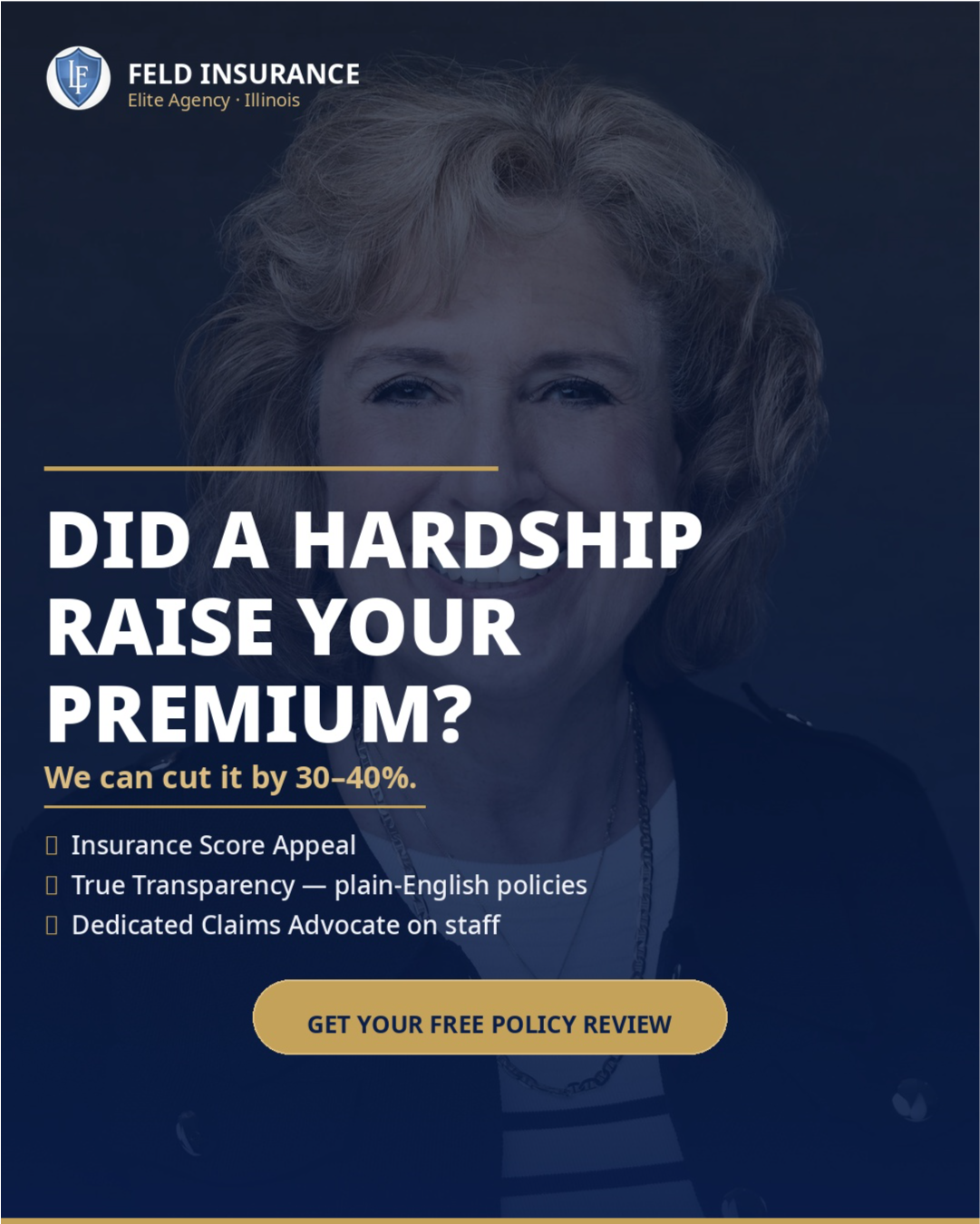Feld-Insurance Facebook ad: Cut Your Premium by 30-40% Today