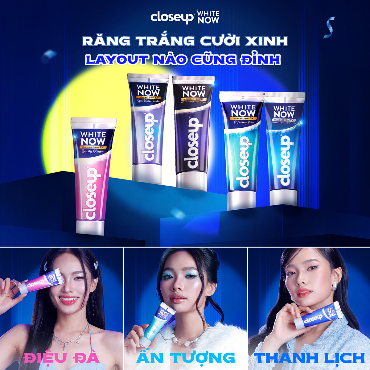 Closeup Facebook ad: Combo 3 Kem đánh răng Closeup White Now - Trắng Bật Tông…