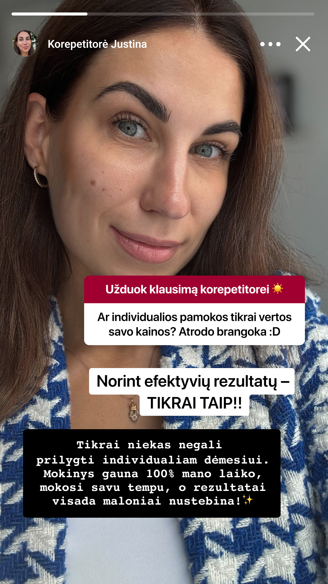 Korepetitorė Justina Elzbutienė Facebook ad: Išankstinė registracija