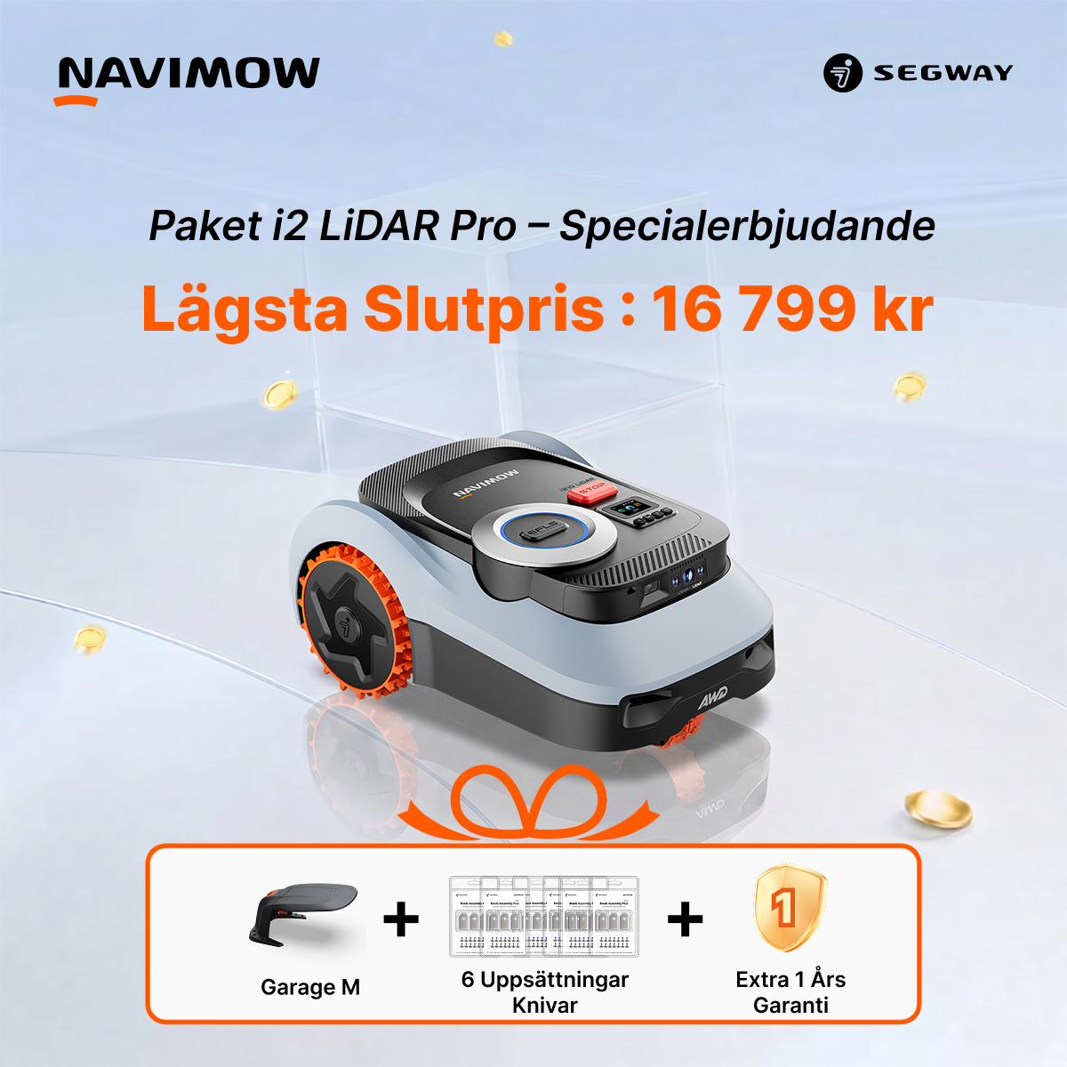 Segway Navimow Nordics Facebook ad: Navimow i2 LiDAR Pro Bekymmersfritt Paket, Årsomfattande…