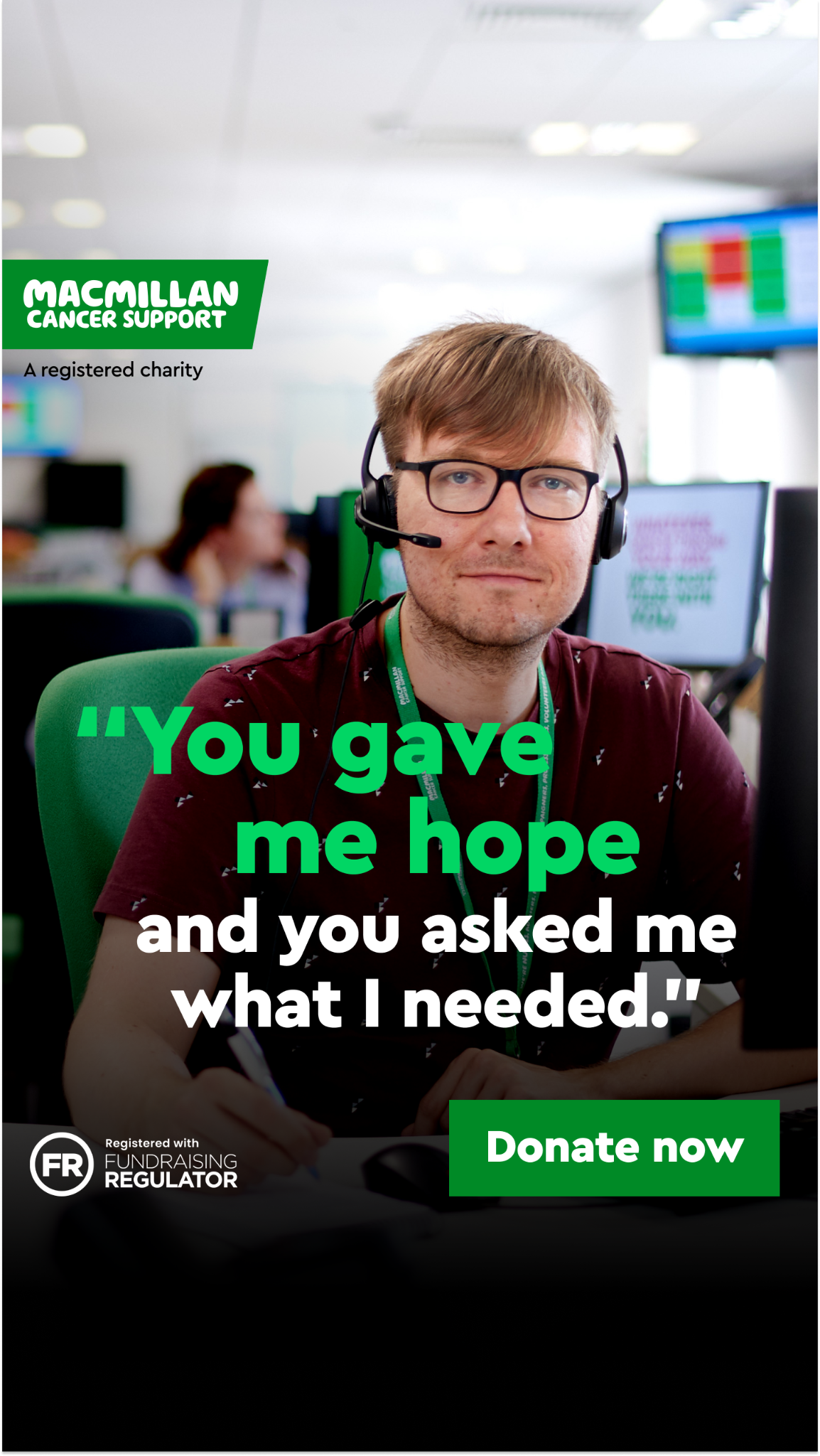 Macmillan Cancer Support Facebook ad