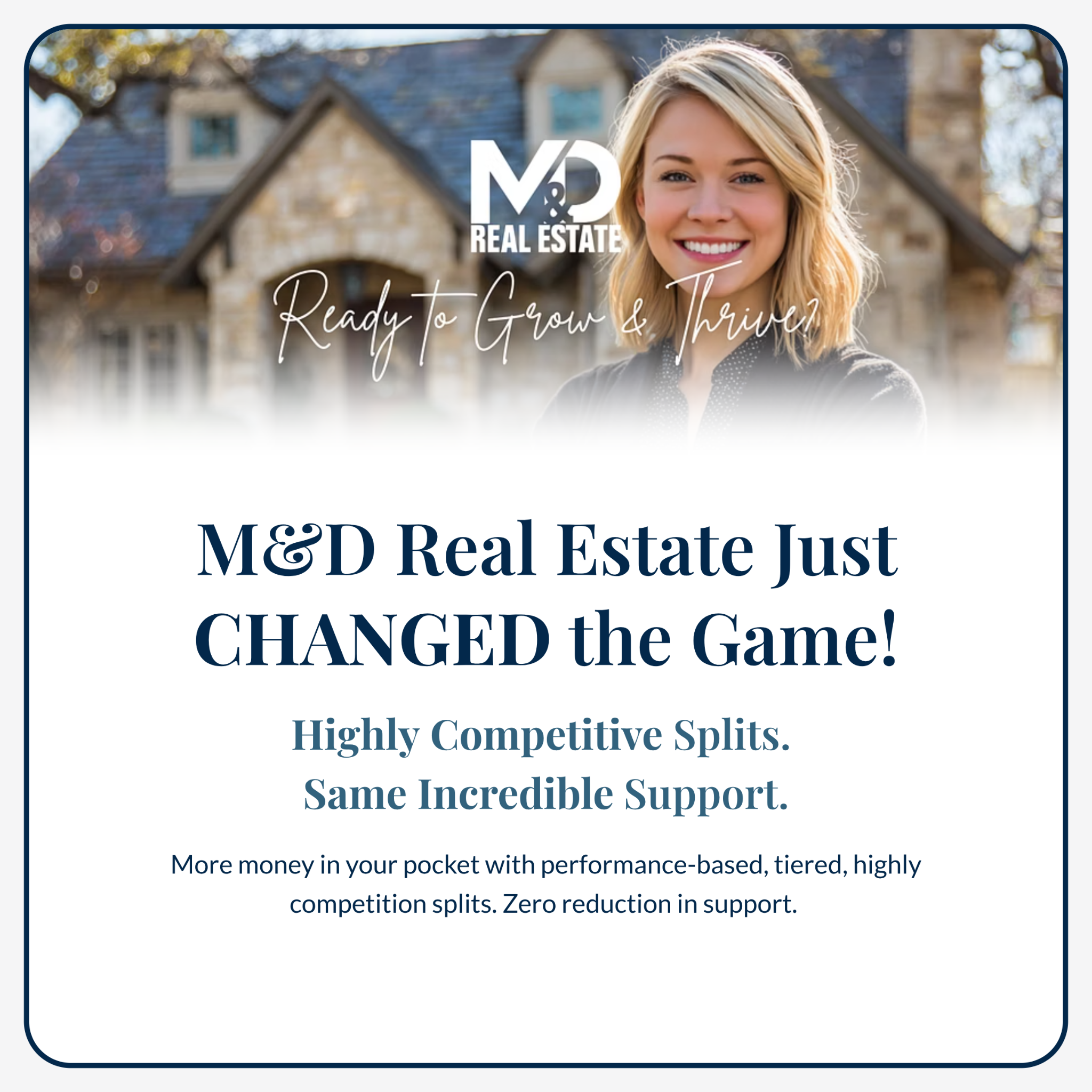 M&D Real Estate Facebook ad: Real talk for real estate agents.