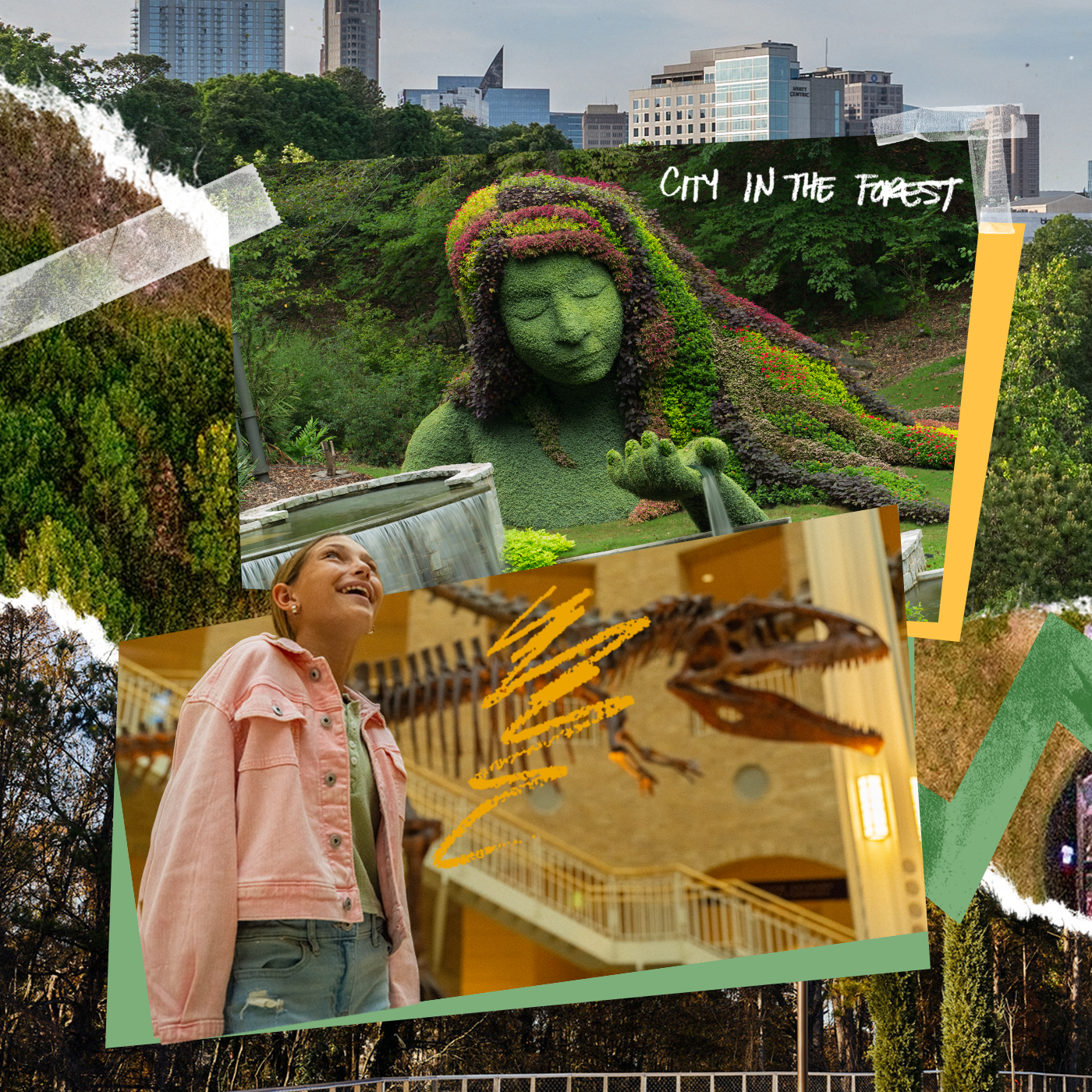 Discover Atlanta Facebook ad: Family day in ATL = forest trails, dinosaurs…