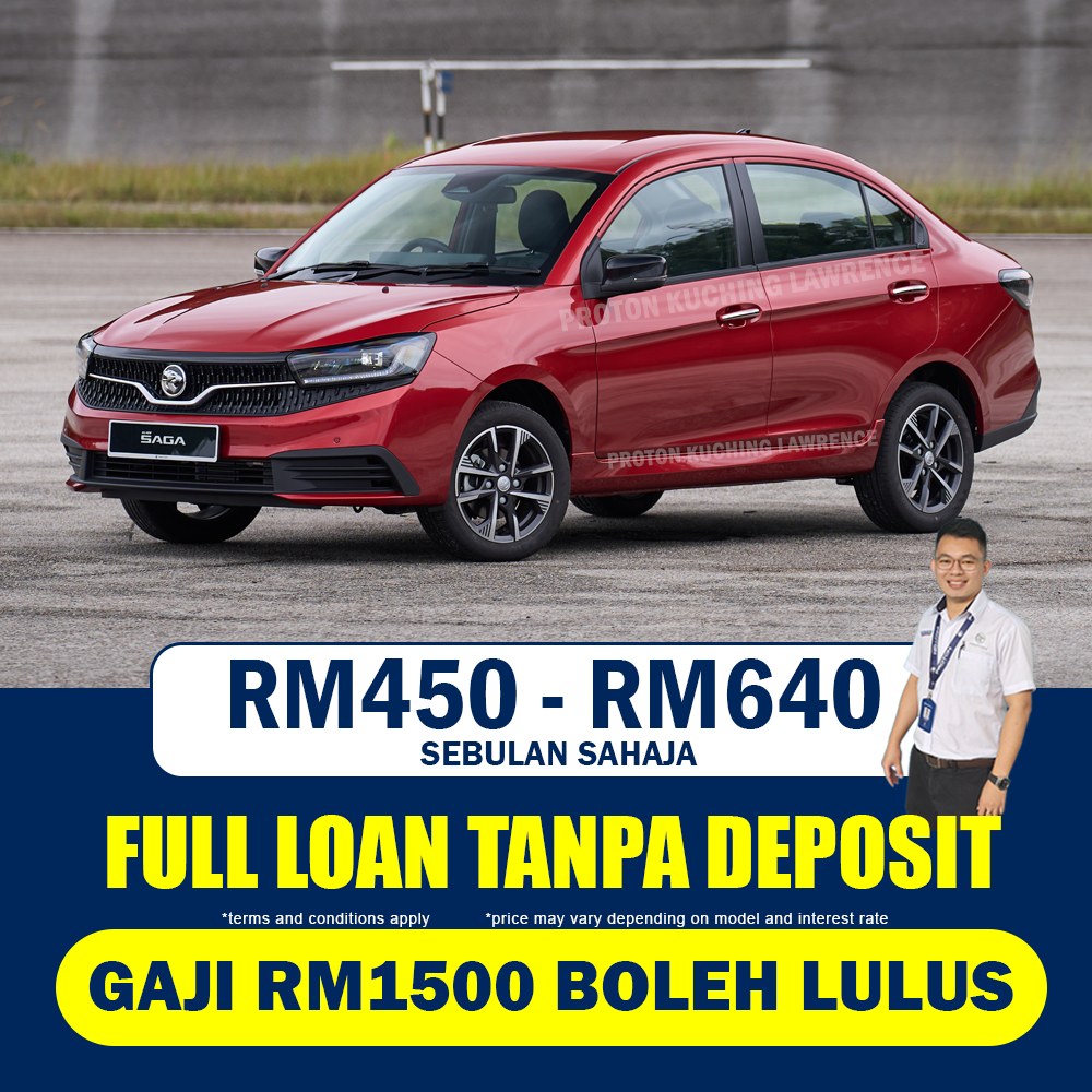 Proton Kuching - Lawrence Facebook ad: FULL LOAN tanpa sebarang deposit.