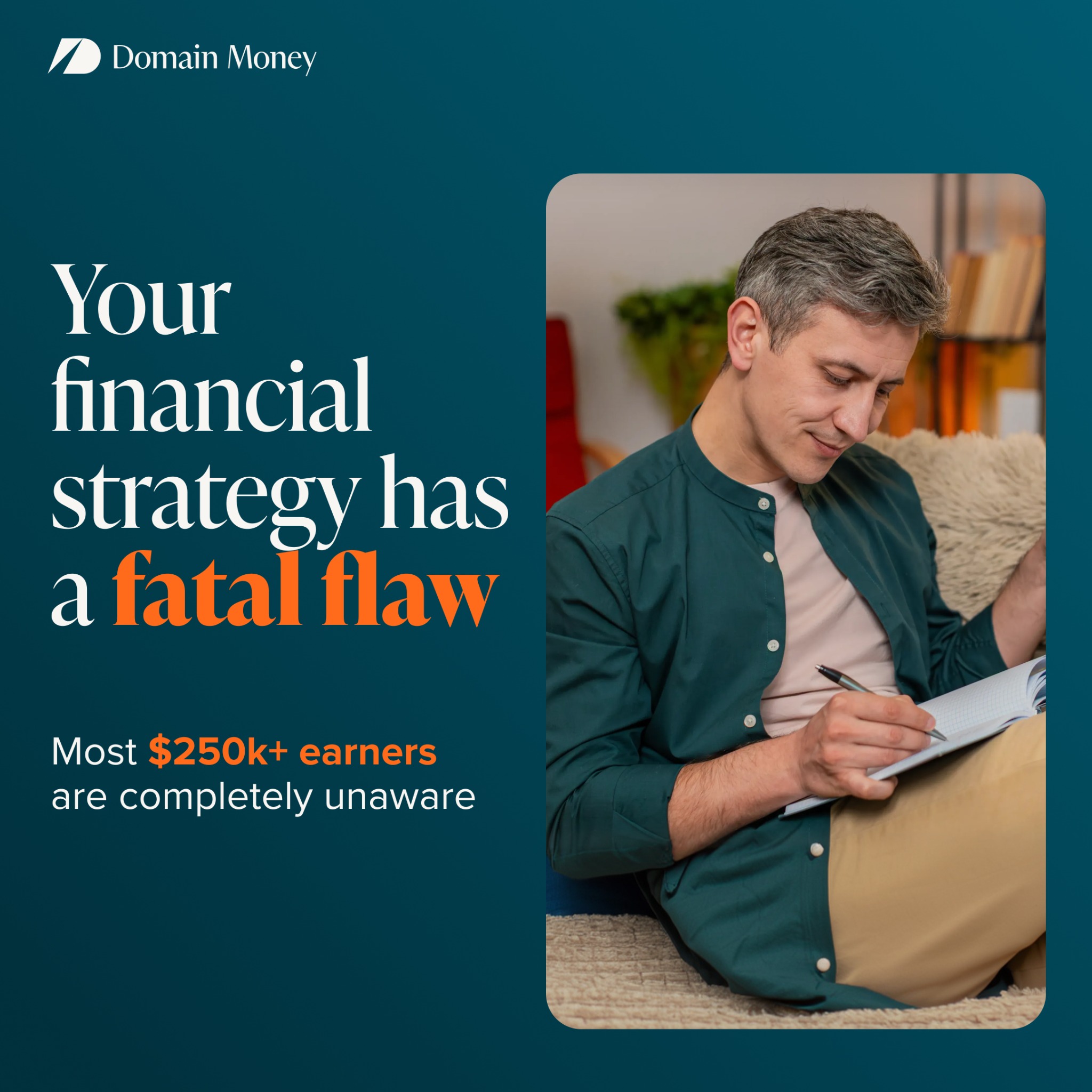 Domain Money Facebook ad: You’re earning more-now make sure your money is…