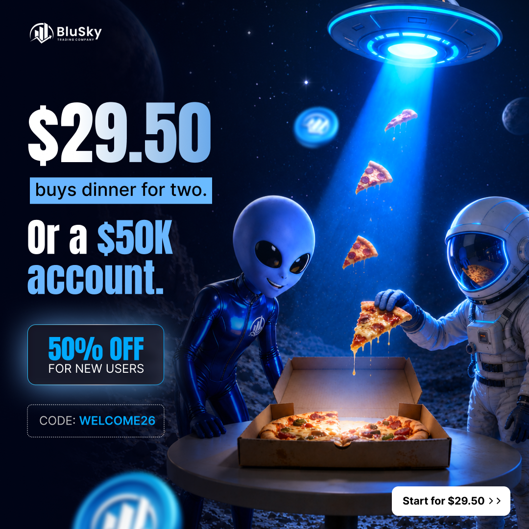 BluSky Trading Company Facebook ad: $29.50 Gets You a $50K Funded Account
