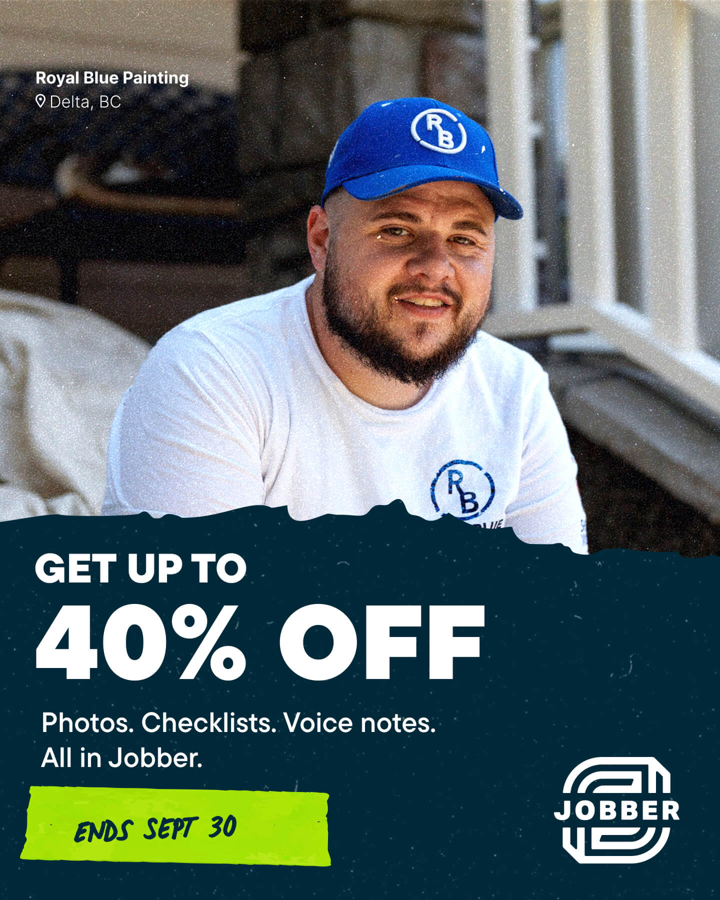 Jobber Facebook ad: Save up to 40%