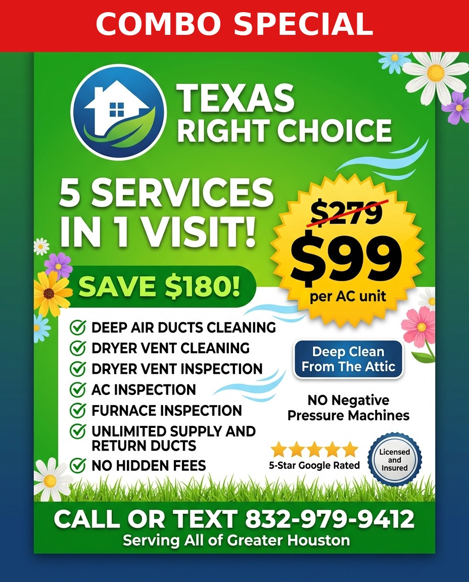 Texas Right Choice Facebook ad: 5 Services in 1 Visit, $99!