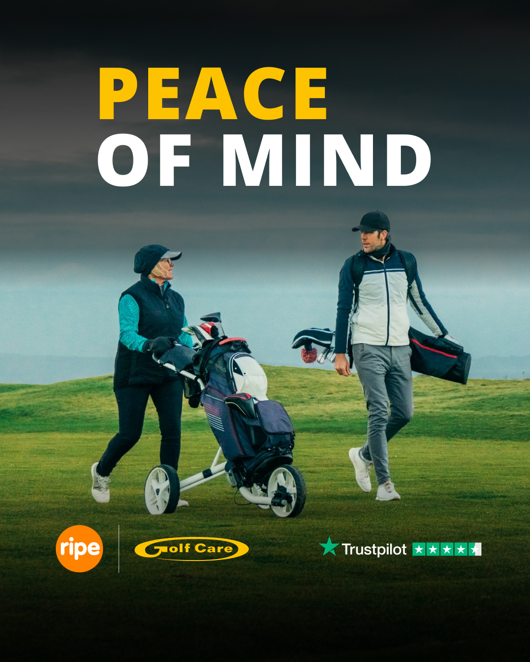 Golf Care Facebook ad: Uninterrupted Play, Total Tranquility. Get Golf Care.
