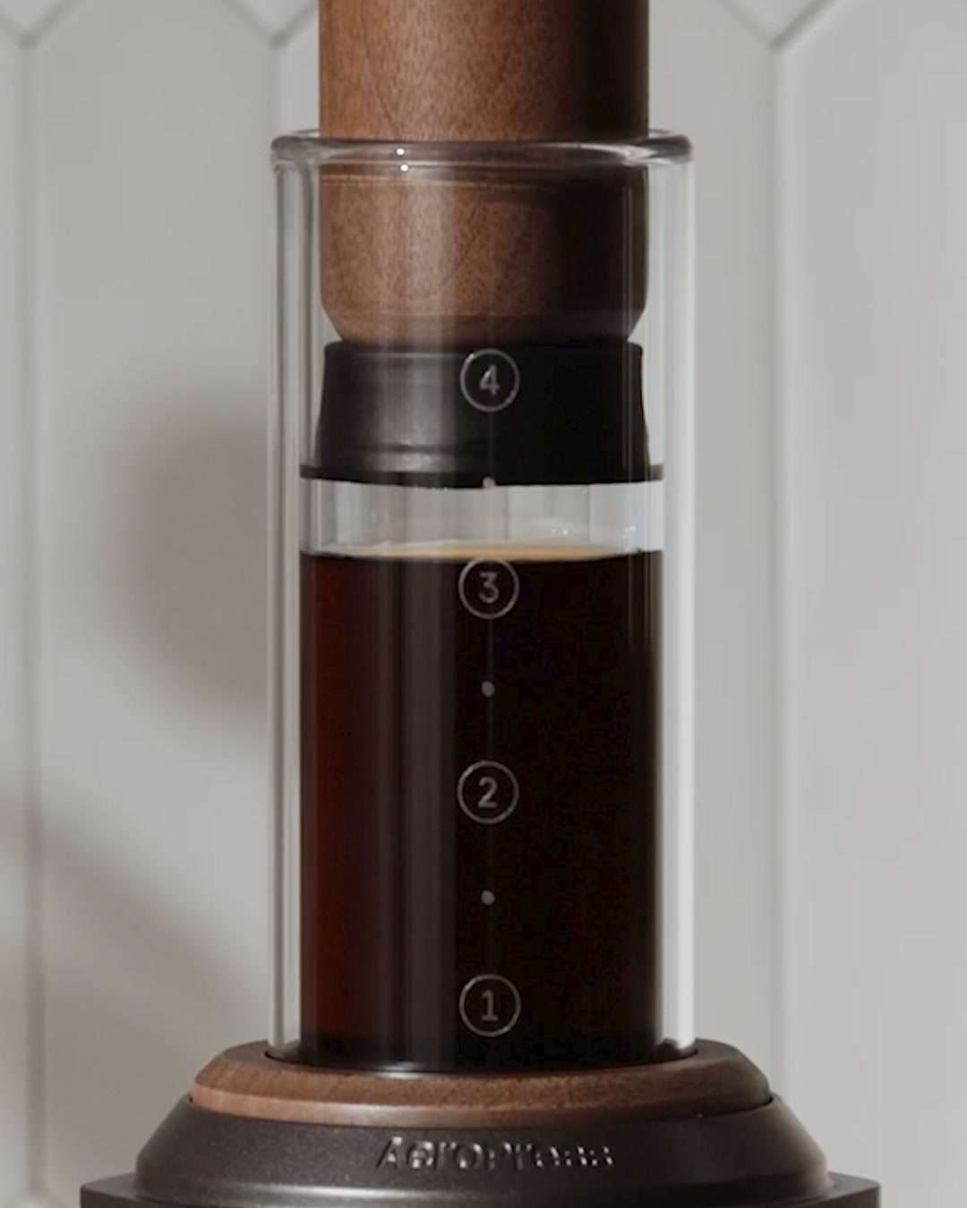 AeroPress Facebook ad: The New AeroPress Premium in Walnut