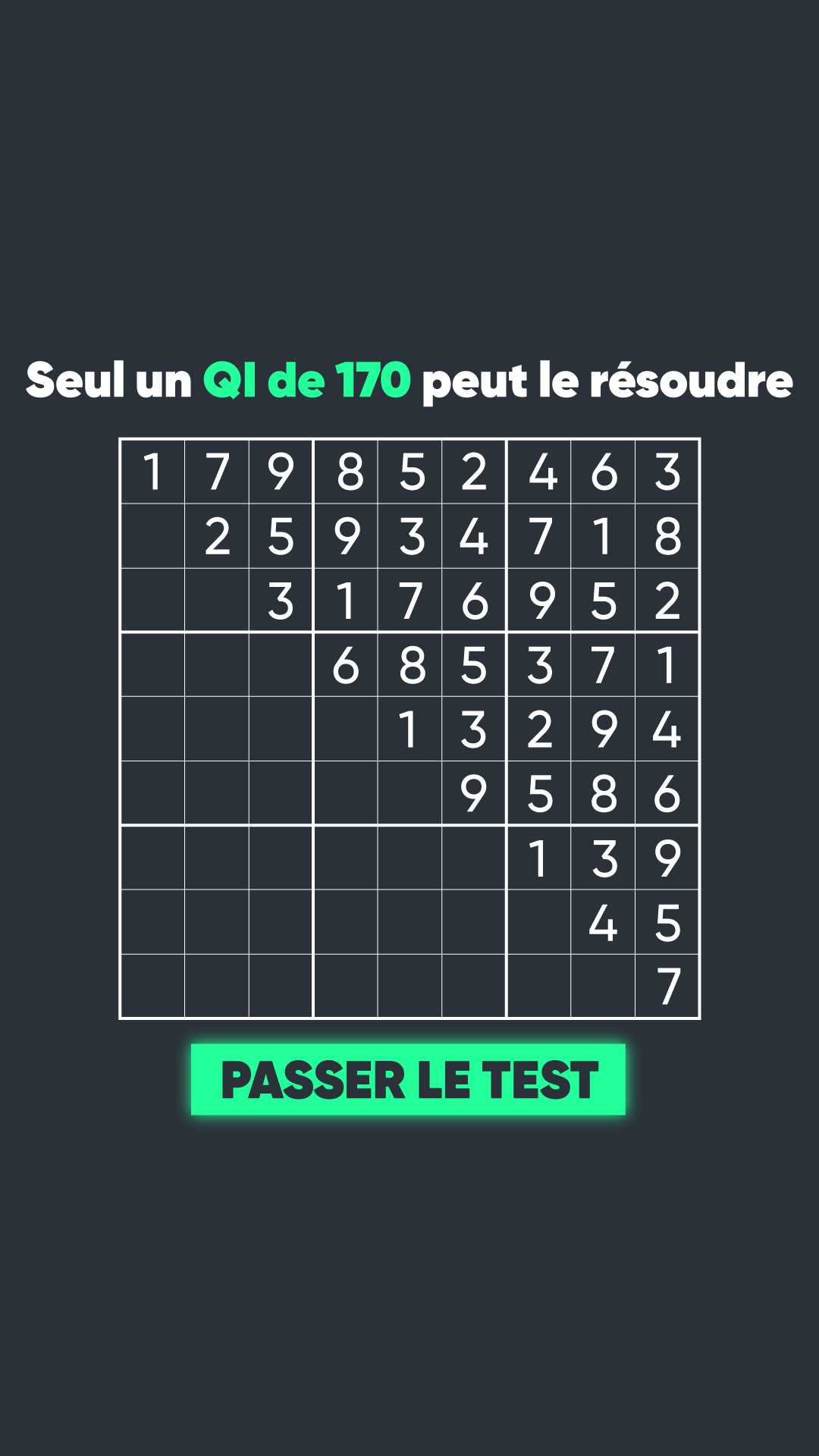 International IQ test Facebook ad