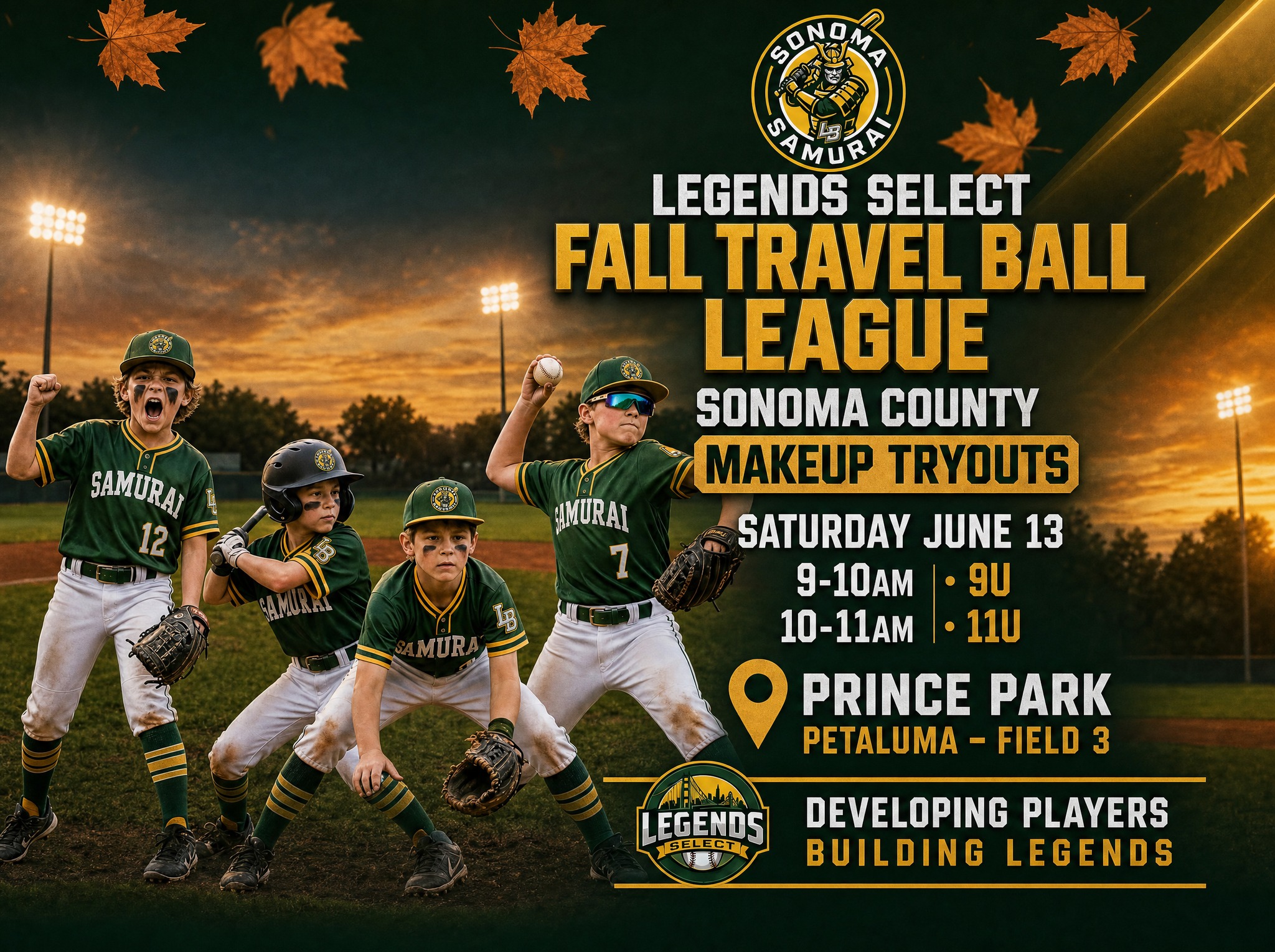Legends Baseball Camps Facebook ad: Legends Select Fall 2026 Tryout Registration