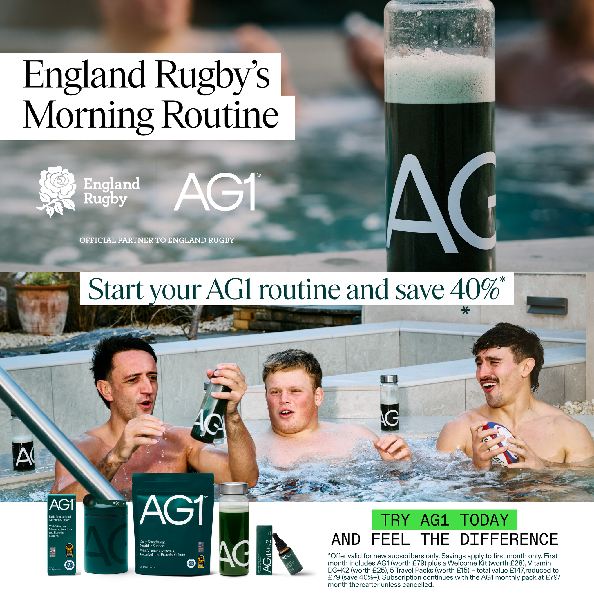AG1 by Athletic Greens Facebook ad: Save 40% in your first month