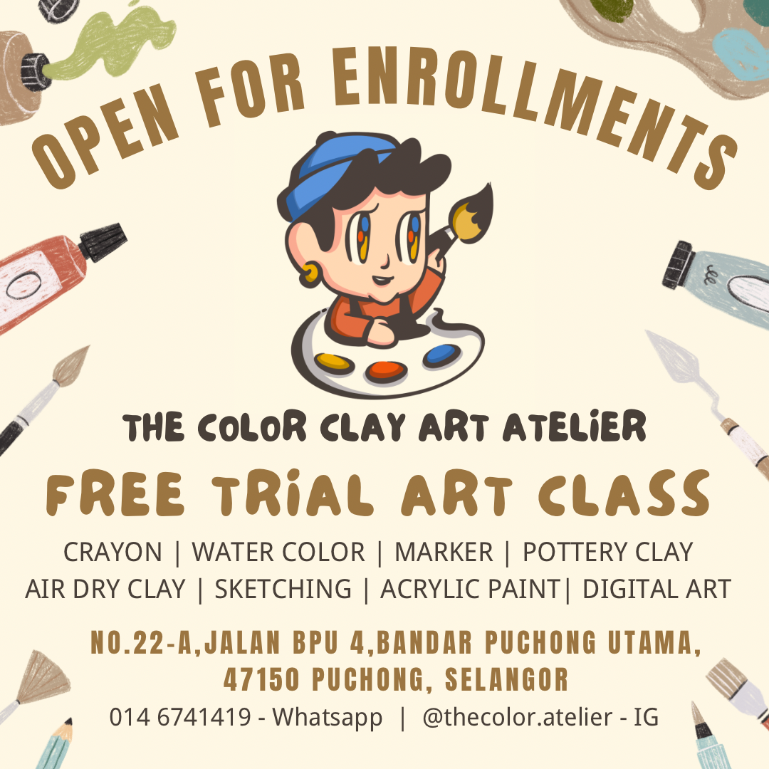 The Color Clay Art Atelier Facebook ad: Open For Enrollments FREE TRIAL CLASS