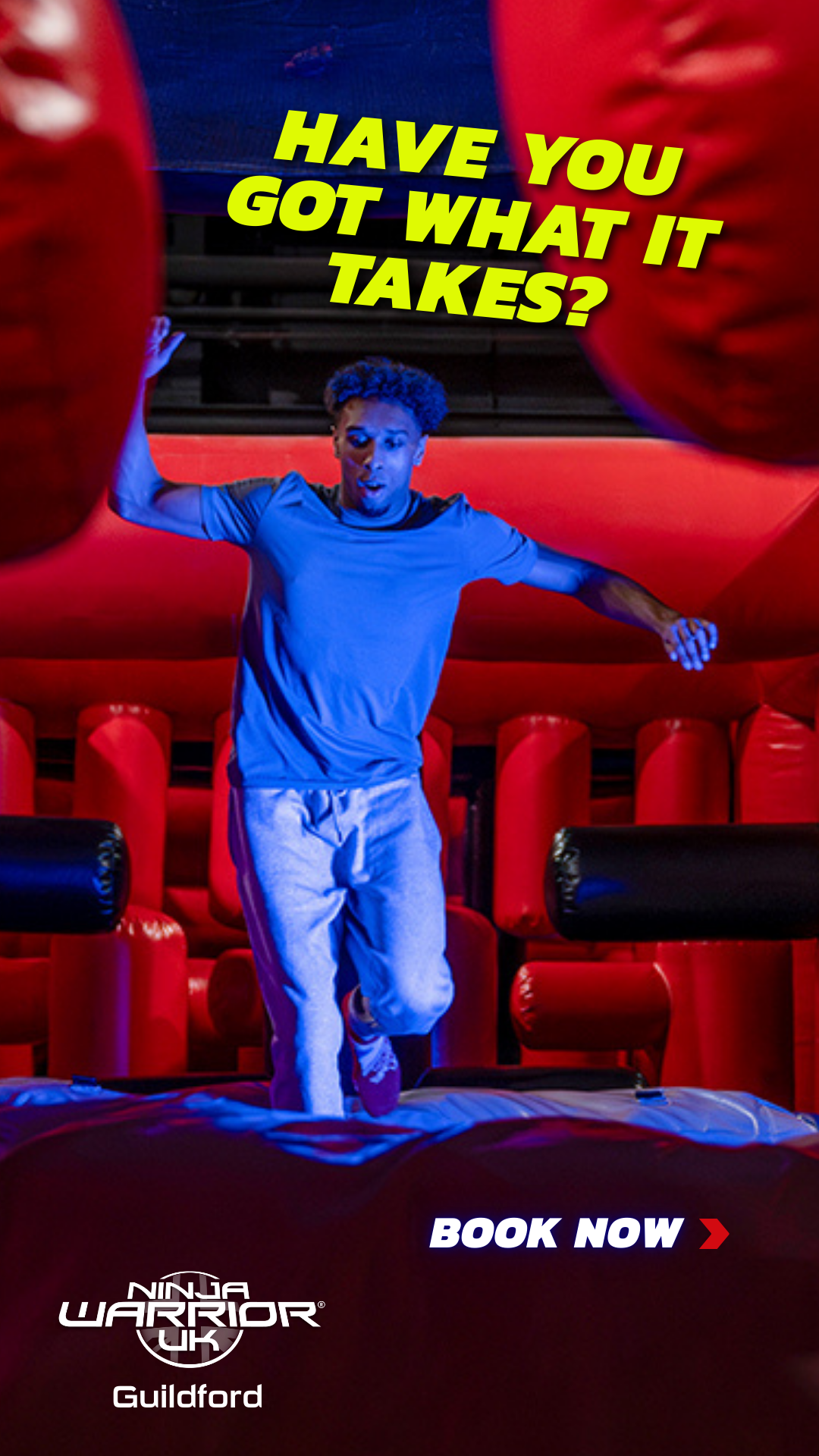 Ninja Warrior UK Guildford Facebook ad: Start your Ninja journey in Guildford!