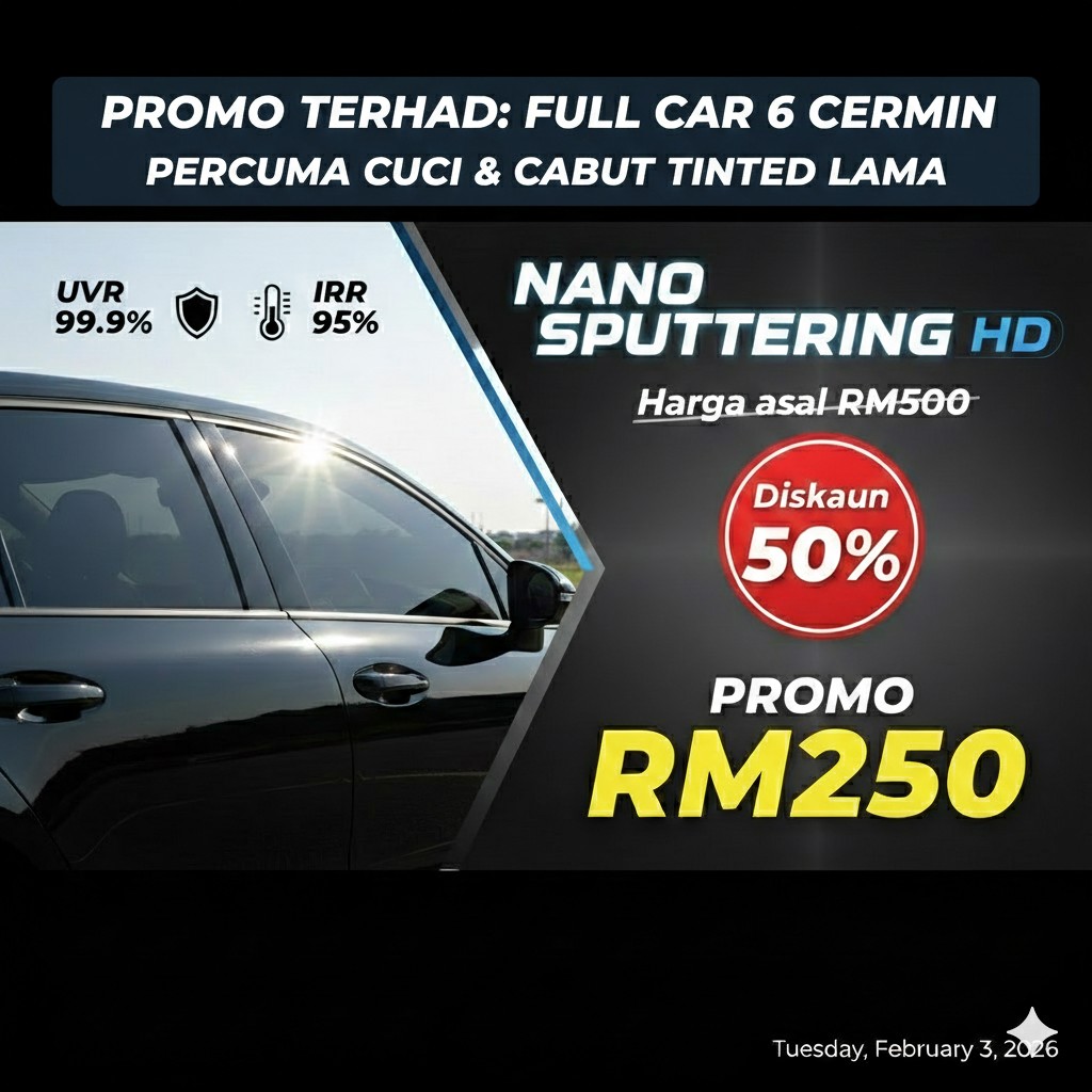 Kt Kool Specialist - Pasir Tumboh Facebook ad: BIAR BETUL? TINTED NANO SPUTTERING HD DISKAUN 50%?!