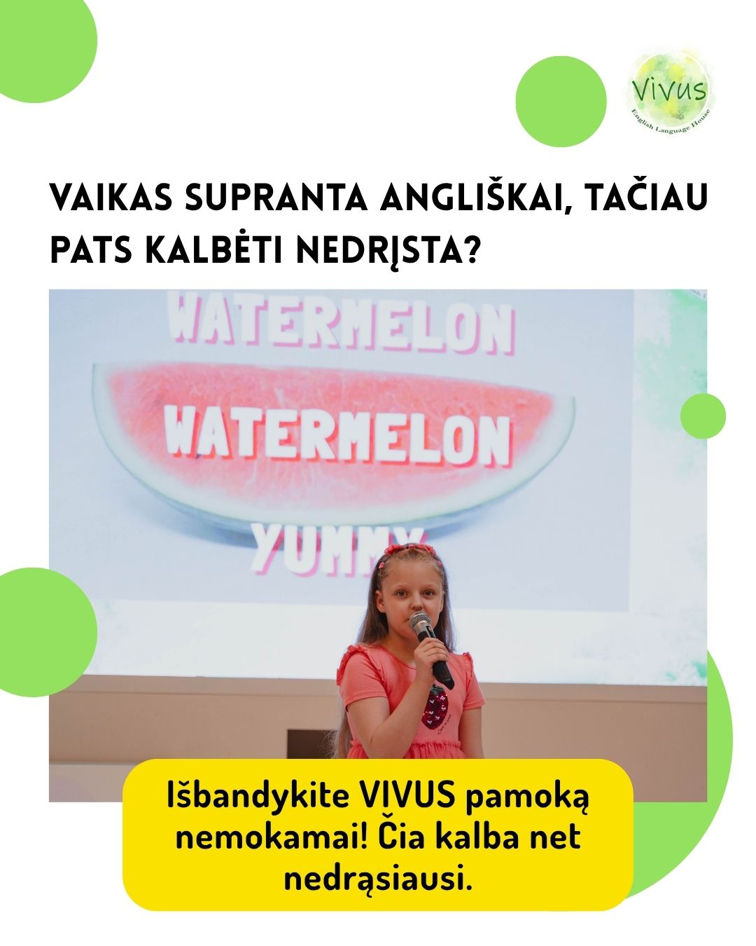 Vivus English Language House Facebook ad: Nemokama pažintinė pamoka_ registracija