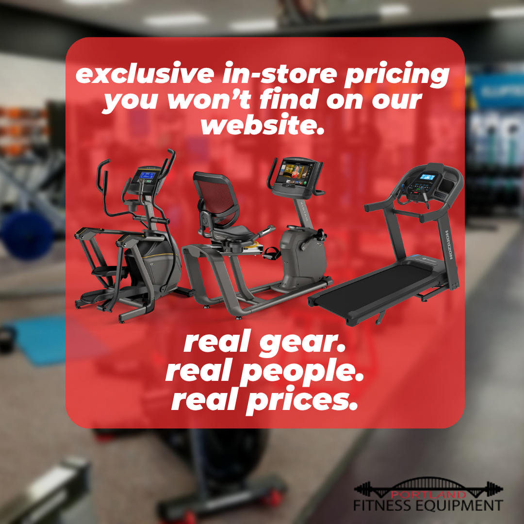 Portland Fitness Equipment Facebook ad: Better Deals in Store. Seriously.