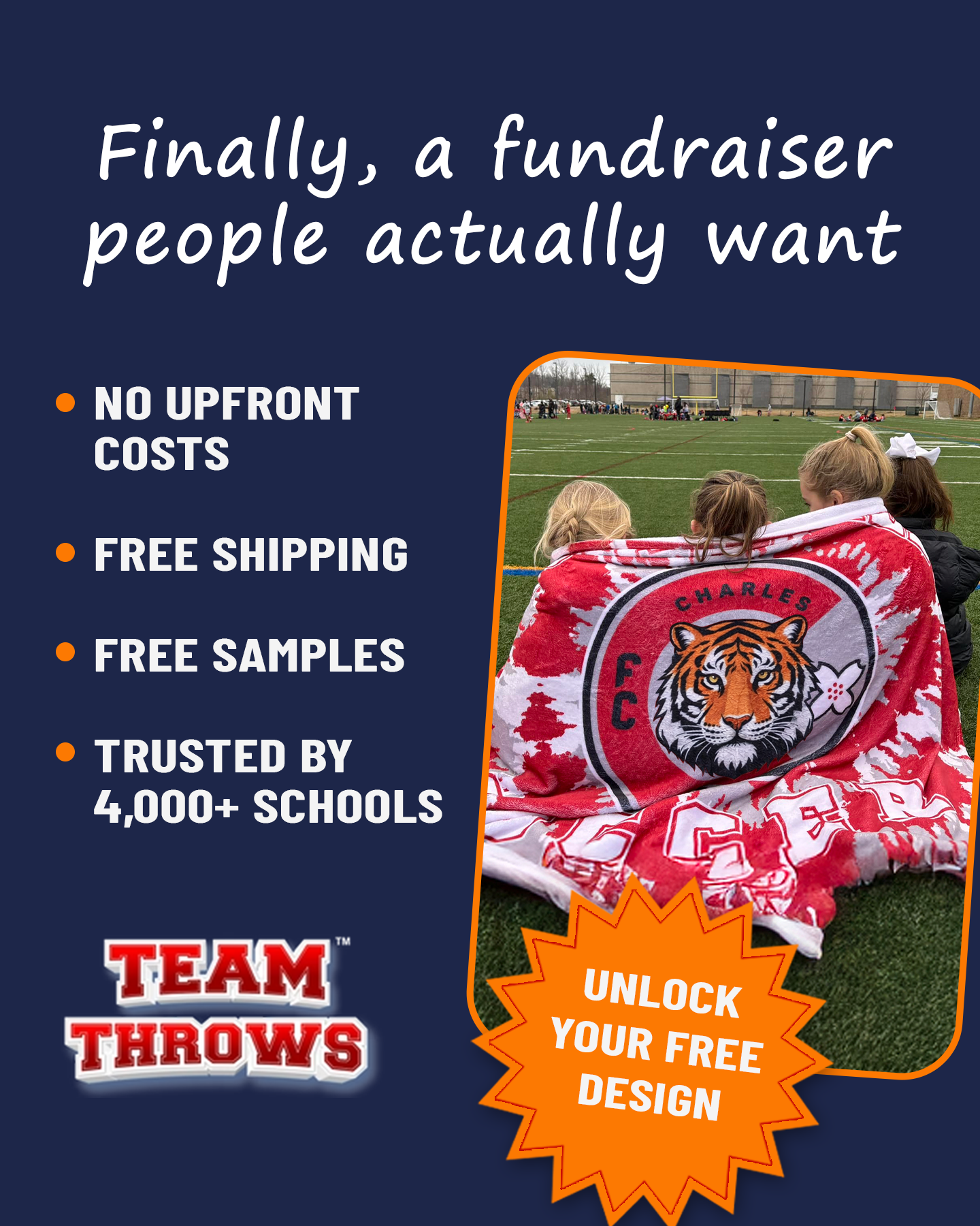 Team Throws Facebook ad: Cozy Fundraising Items For Schools and Team!