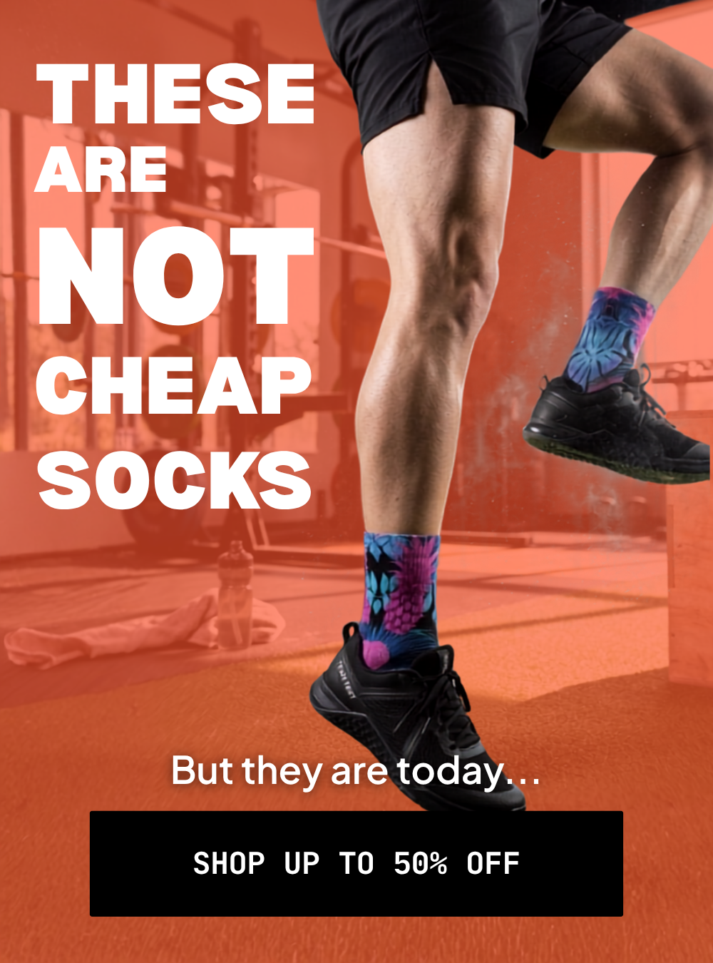 OUTWAY Facebook ad: Performance Socks, Up to 50% Off