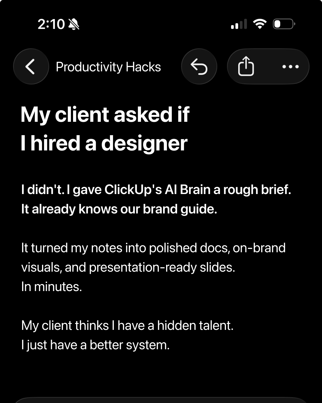 ClickUp Facebook ad