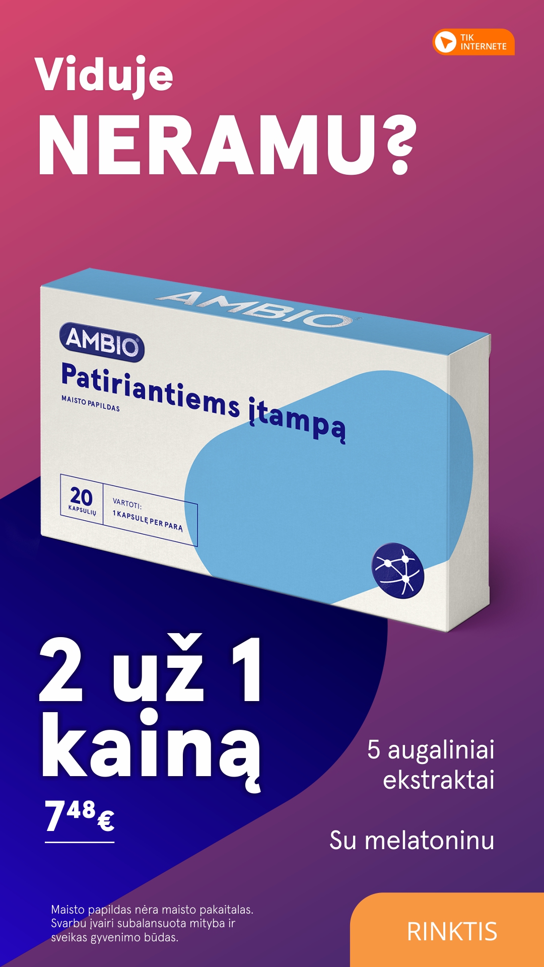 Gintarinė Vaistinė Facebook ad: 5 augalų ekstraktai ir melatoninas