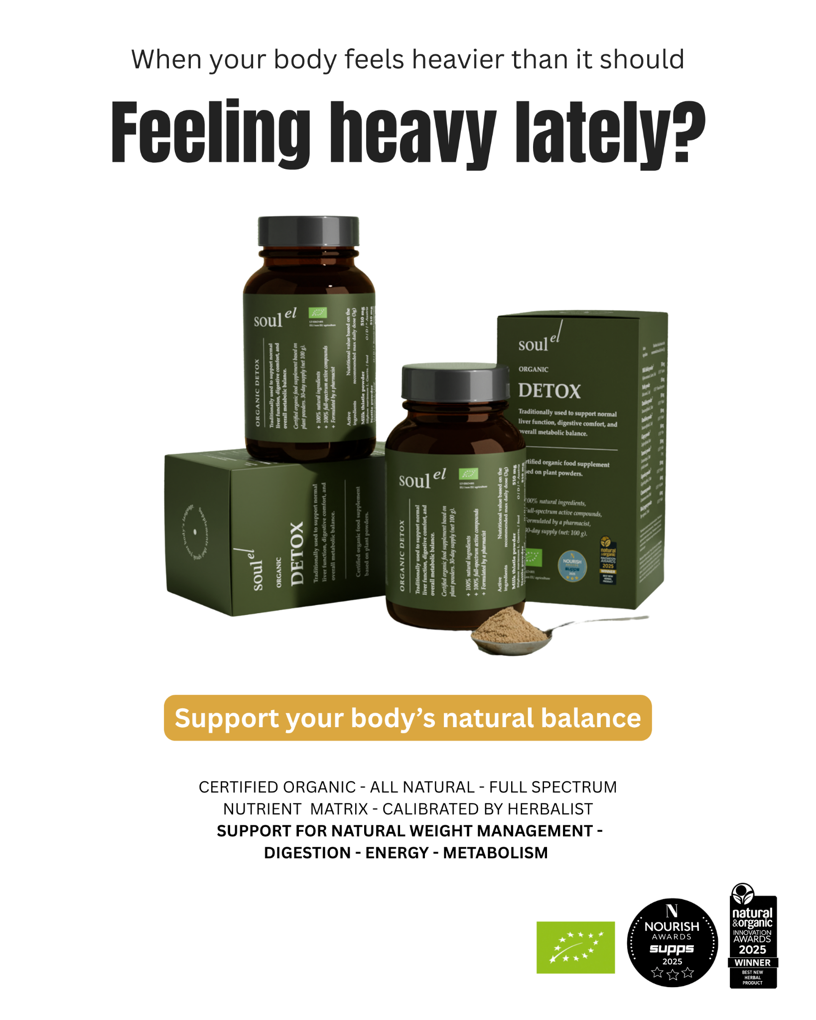 Soulel UK Facebook ad: Feeling heavy lately?