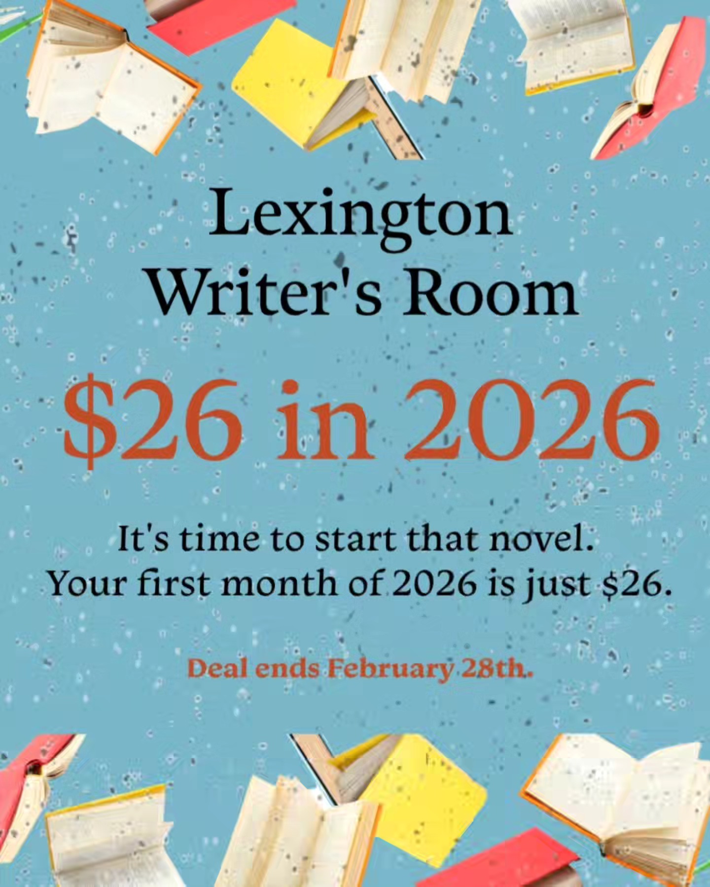 Lexington Writer's Room Facebook ad: Join for $26 in 2026!