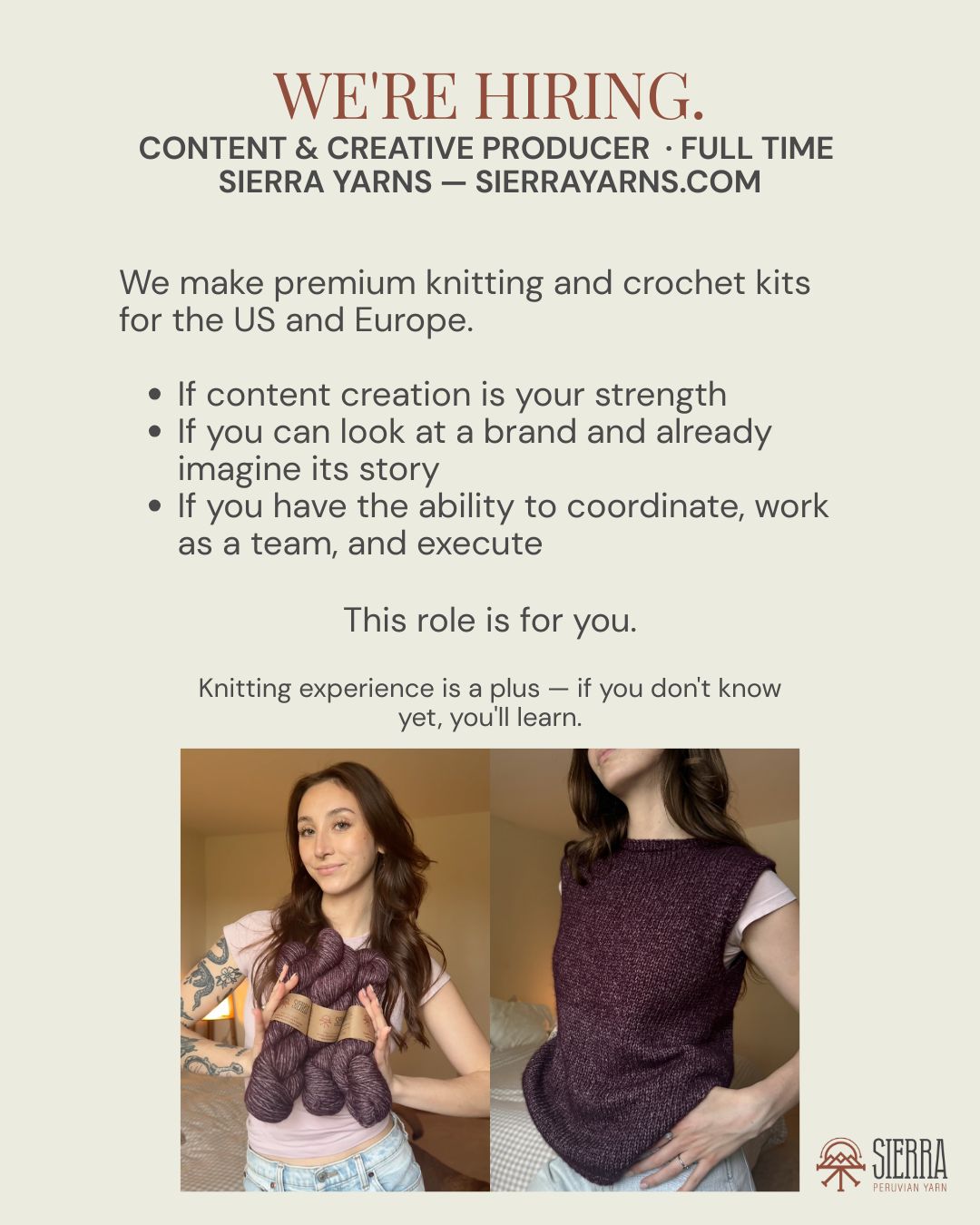 Sierra Yarns Facebook ad