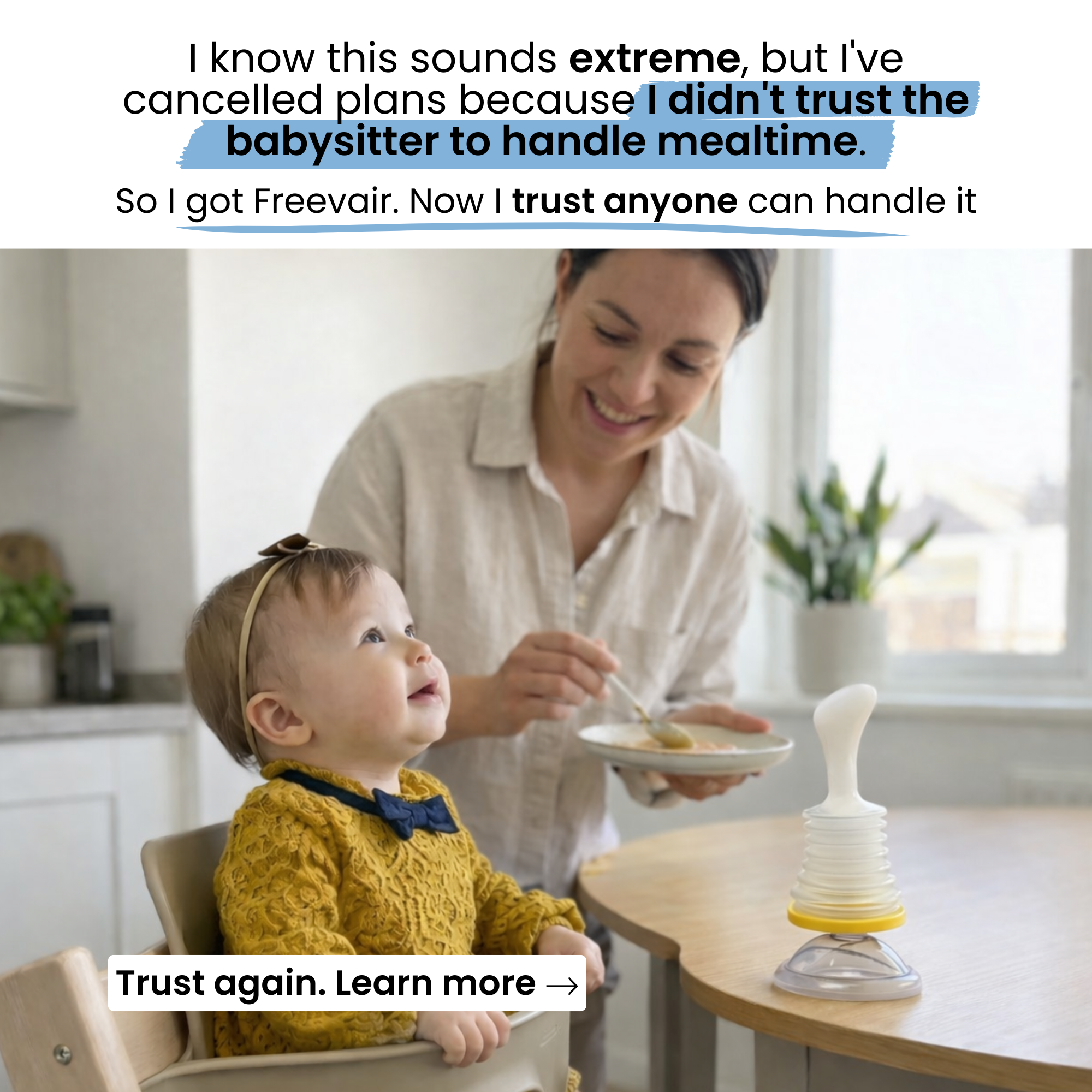 Freevair Facebook ad: Finally Sleep Through the Night Again.