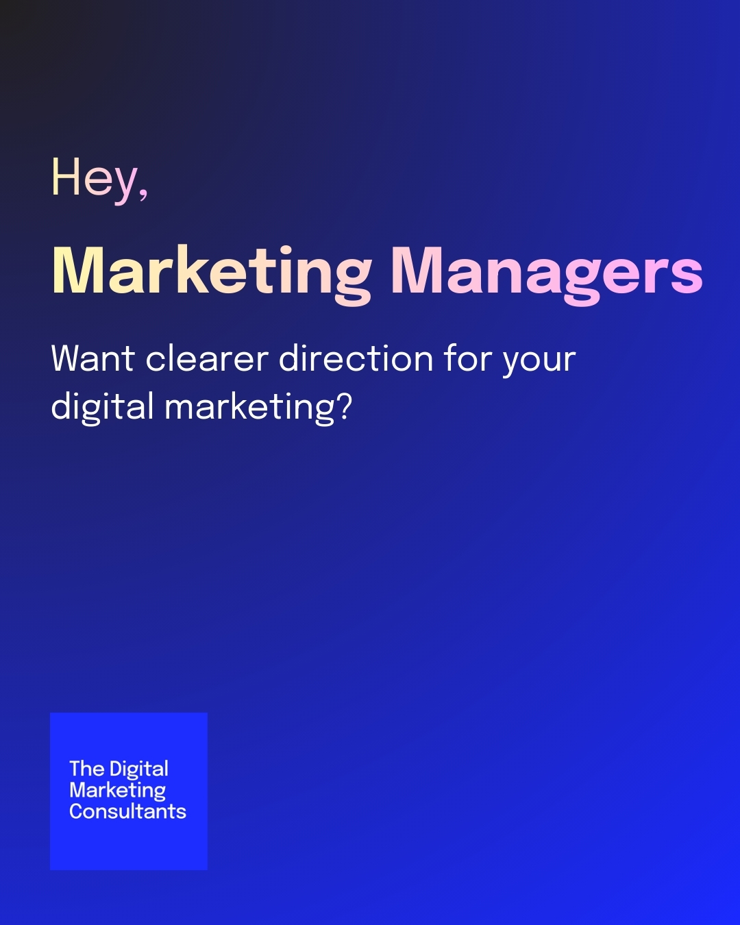 The Digital Marketing Consultants Facebook ad: Built for small and medium businesses