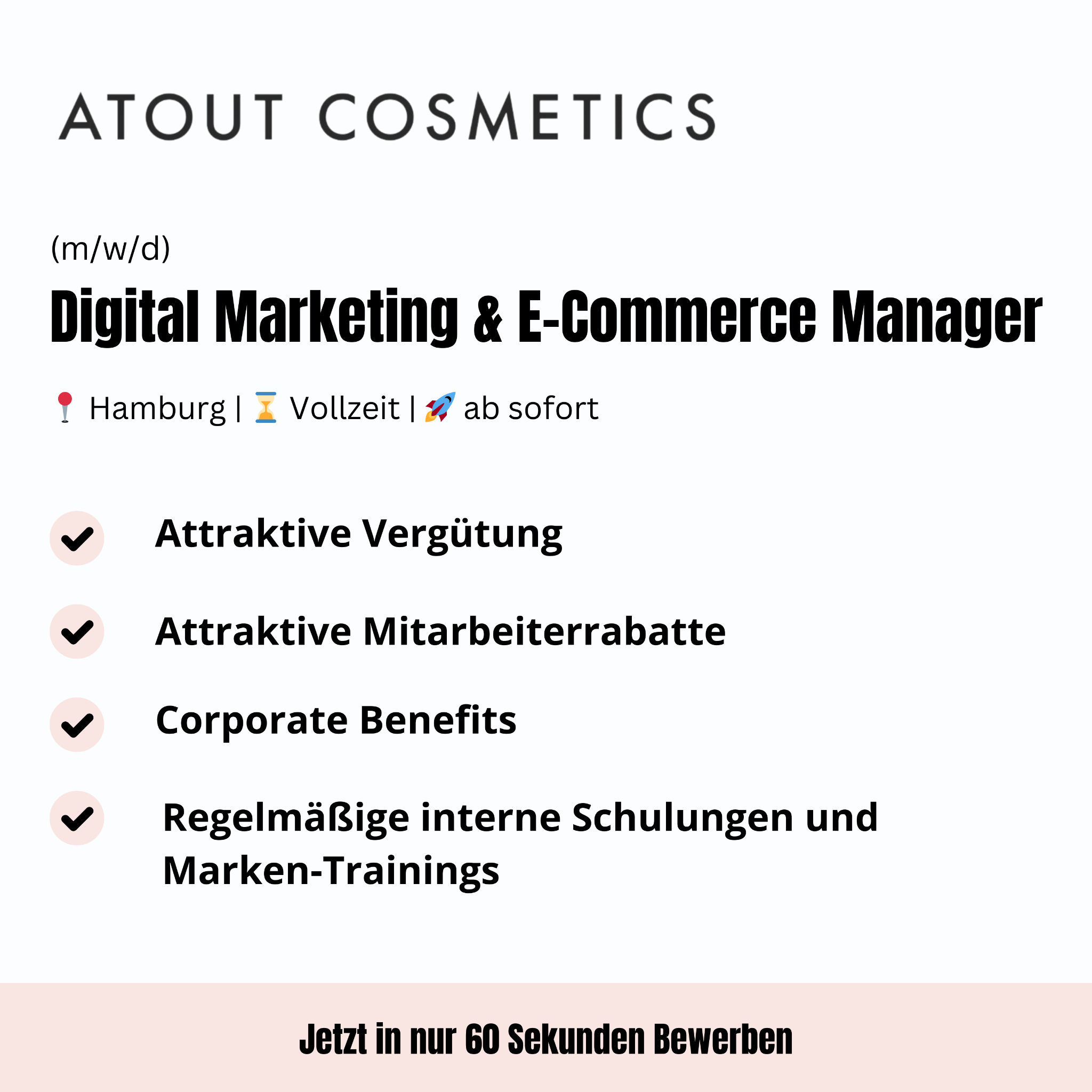 Skill Crate Facebook ad: Digital Marketing & E-Commerce Manager (m/w/d)