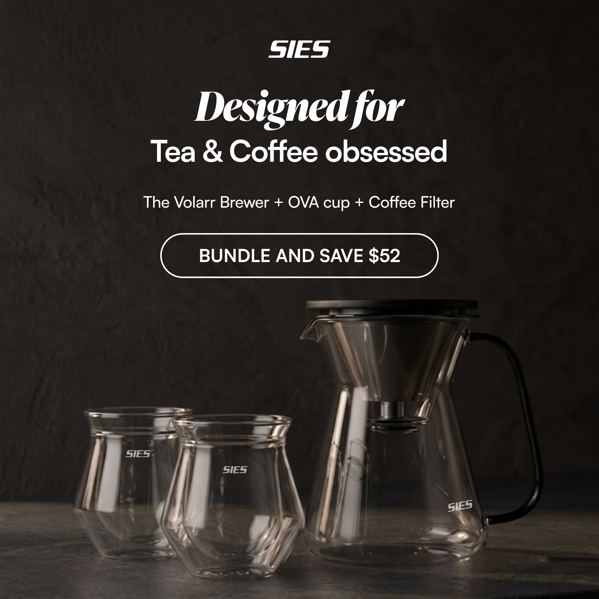 SIES Products Facebook ad: Shop all glass hybrid tea & coffee brewer