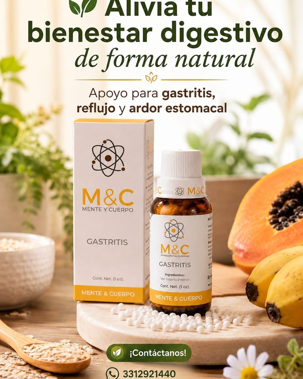 M&C Homeopatia Mx Facebook ad: Si el ardor en el estómago no te…