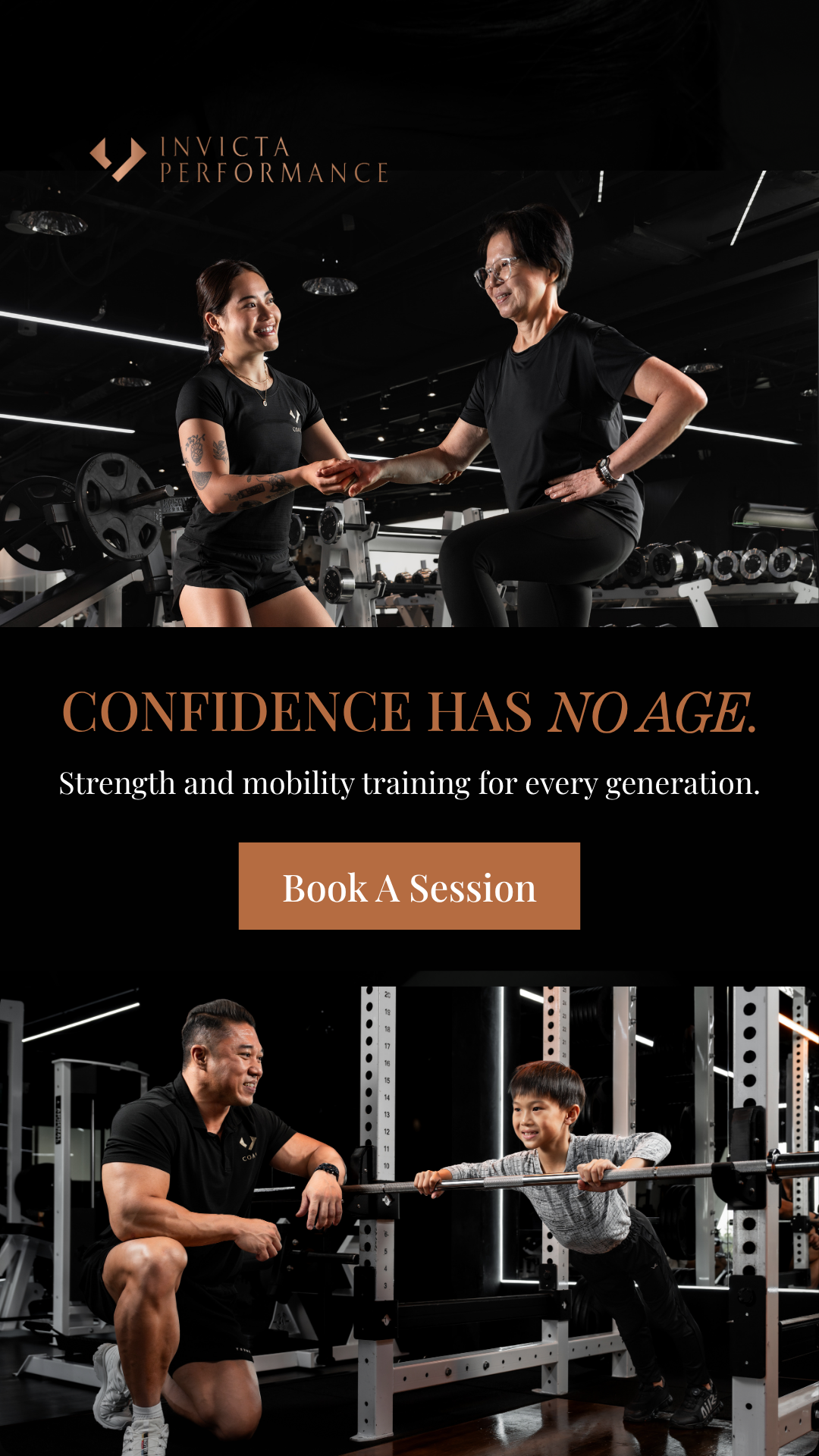 Invicta Performance Facebook ad: Real Fitness for Real People.