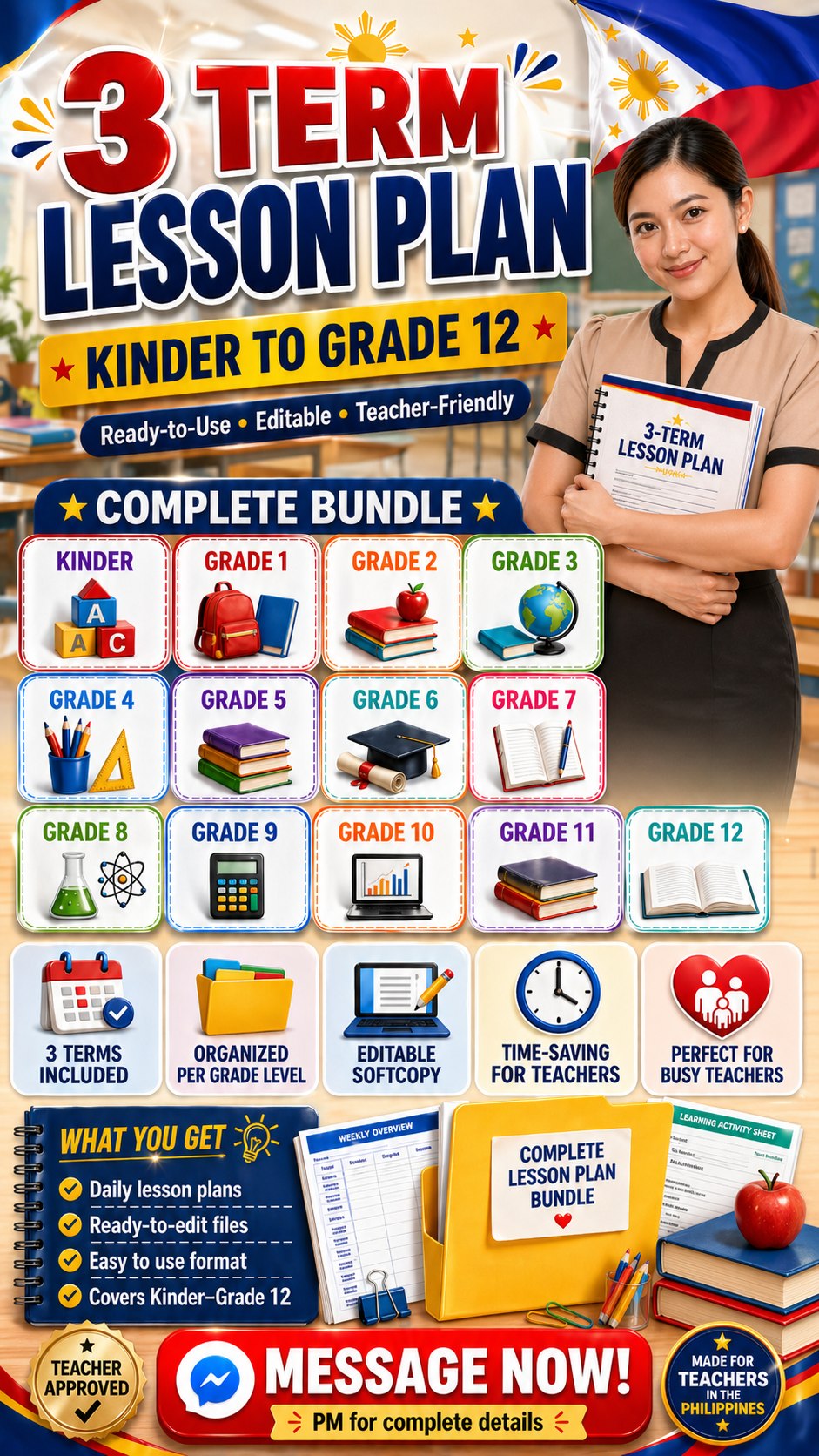 Teacher Georginne’s Classroom Resources Facebook ad: NEW 3-TERM LESSON PLAN FORMAT IS HERE!