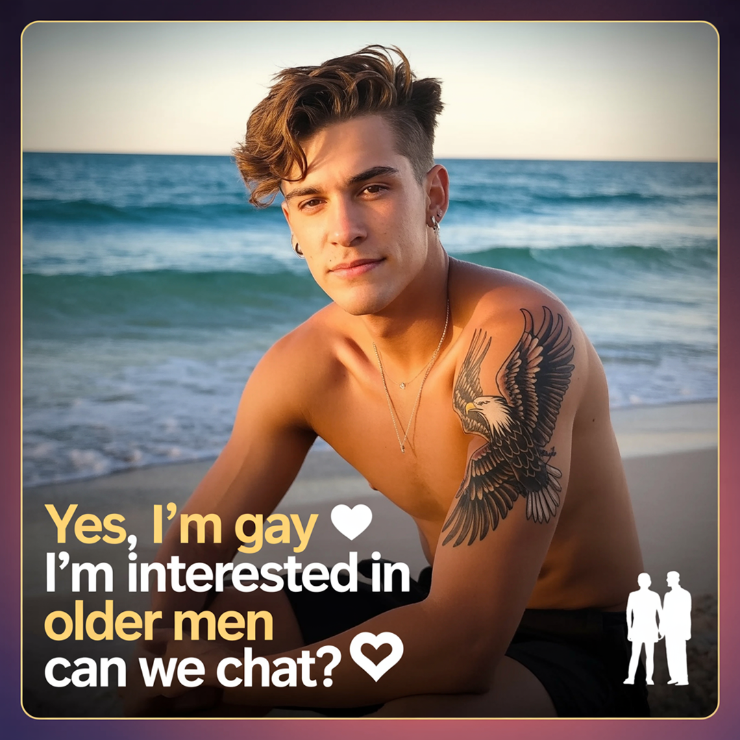 Quick Flirt Near You Facebook ad: Secure Private Chat for LGBT Men 45+