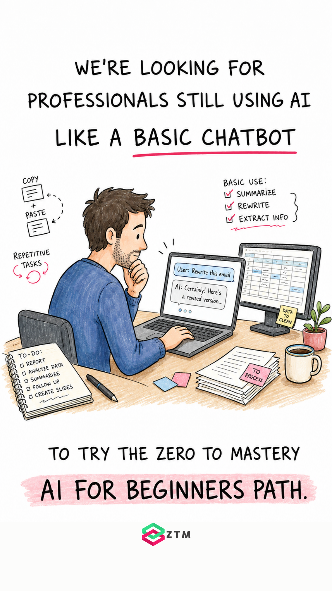 Zero To Mastery Facebook ad: Become Your Team’s Go-To AI Person