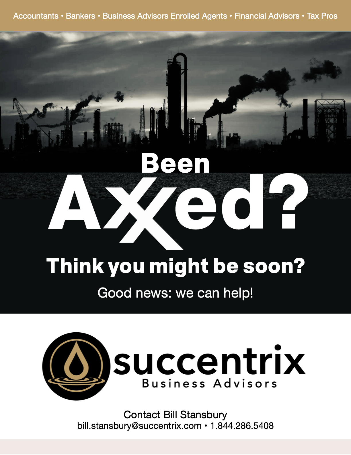 Succentrix Business Advisors Corp Facebook ad: Accountants • Bankers • Business Advisors • CFOs…