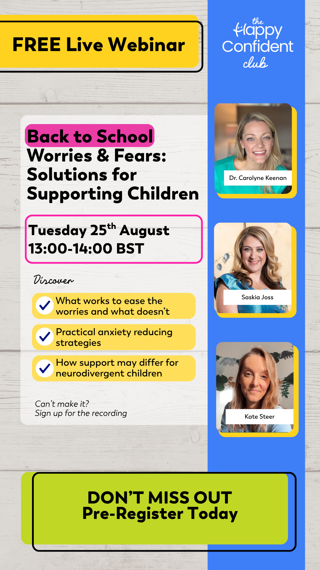 The Happy Confident Company Facebook ad: Back to School Worries & Fears