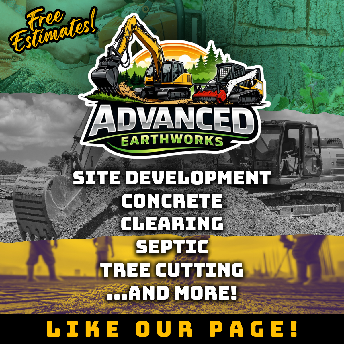 Advanced Earthworks Facebook ad: Turn Your Vision Into Solid Ground