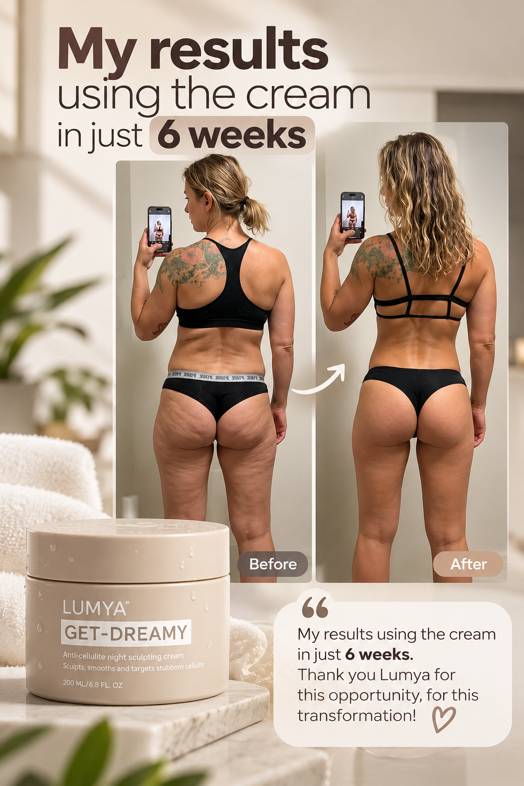 Lumya Facebook ad: Real skin. Real bodies. A more flattering fit.